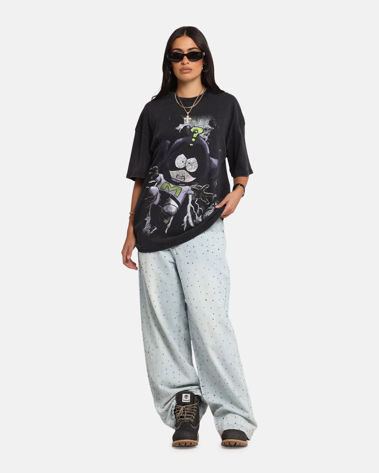 Non Fading Material 73 Studio X South Park Mysterion Vintage T-Shirt Black Acidwash