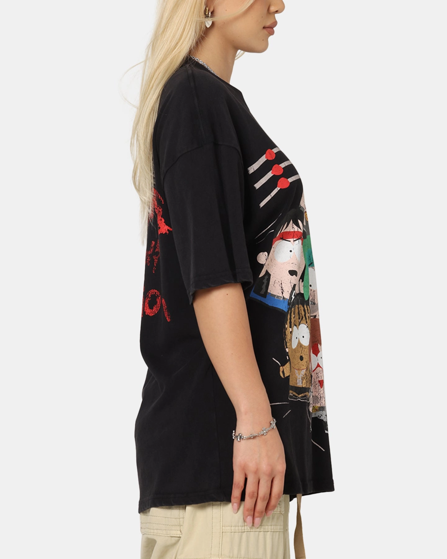 73 Studio X South Park WTF Vintage T-Shirt Black Acidwash Soft and Cozy Functional Side Gussets