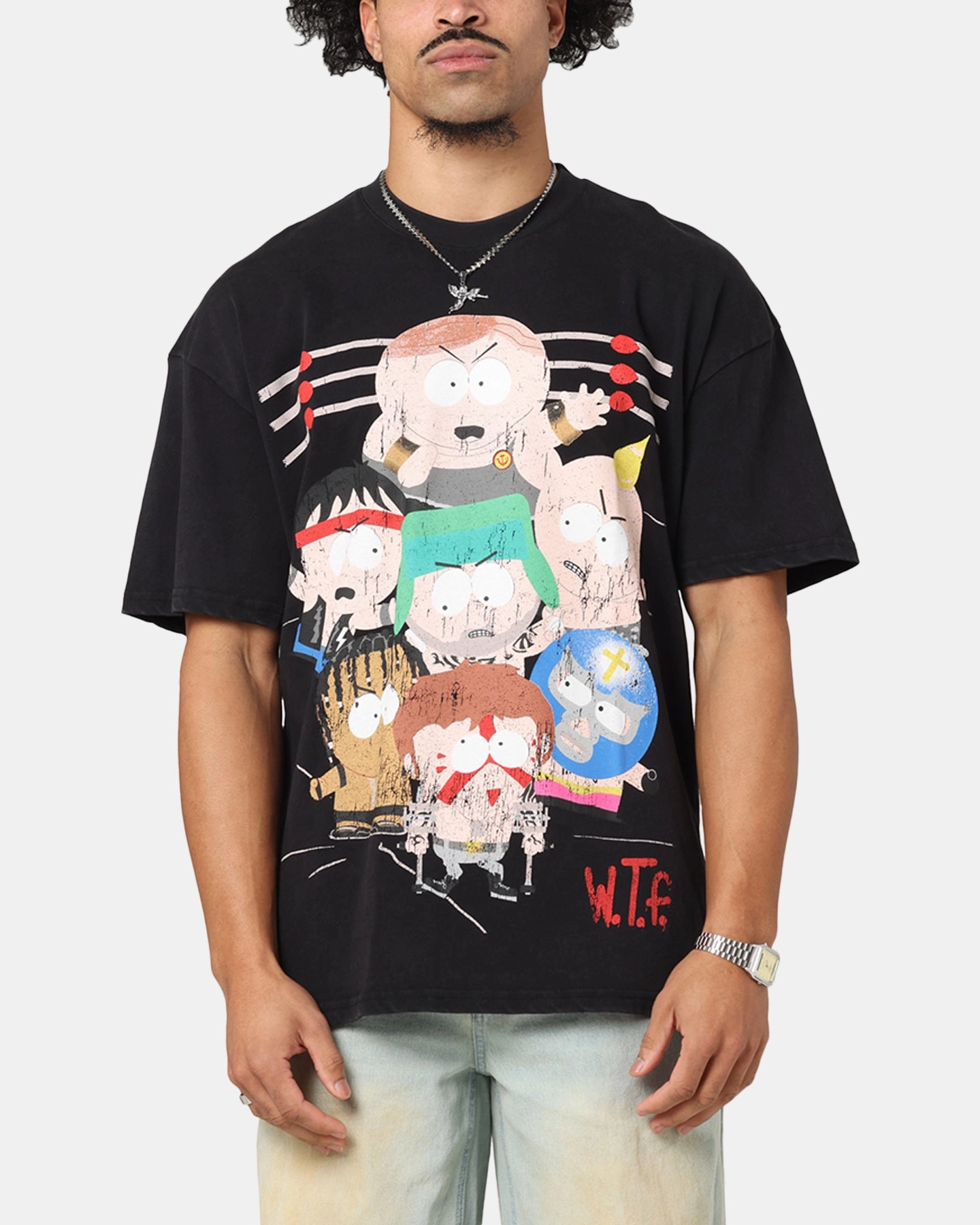 Outdoor Layer 73 Studio X South Park WTF Vintage T-Shirt Black Acidwash