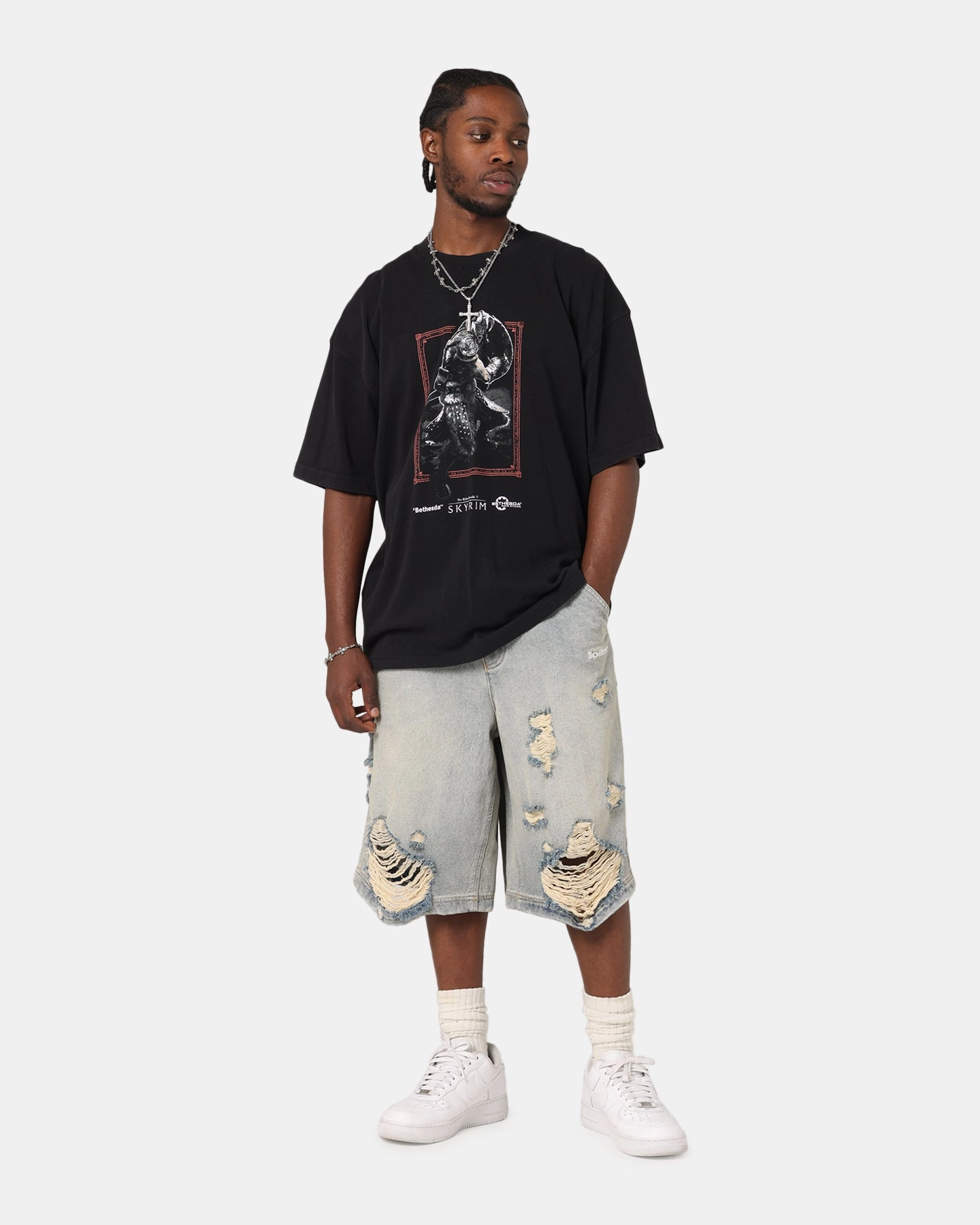 Athletic and Cool 73 Studio X The Elder Scrolls V: Skyrim '11 Dragonborn Vintage T-Shirt Black Acidwash