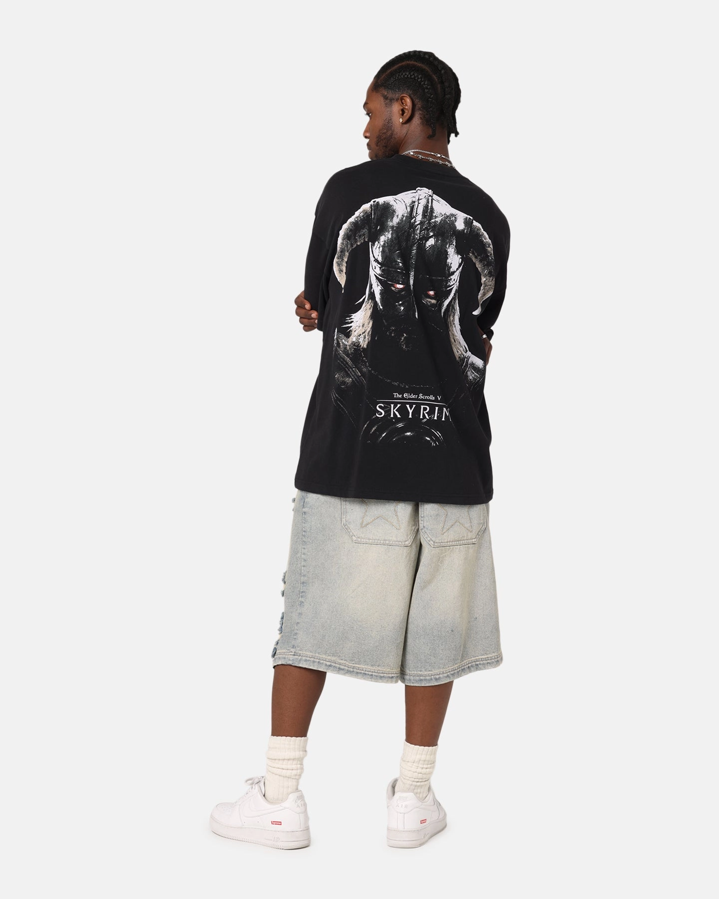 Bright Color 73 Studio X The Elder Scrolls V: Skyrim '11 Dragonborn Vintage T-Shirt Black Acidwash