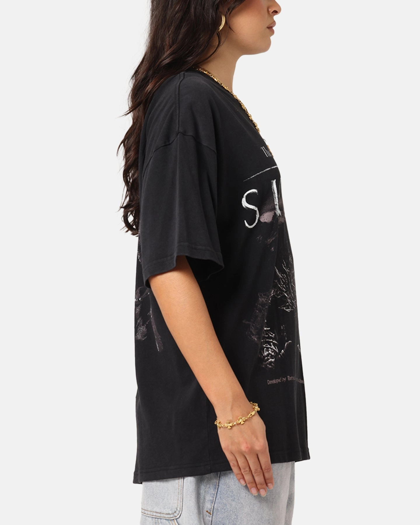 Stylish Casual 73 Studio X The Elder Scrolls V: Skyrim Aludin Vintage T-Shirt Black Acidwash
