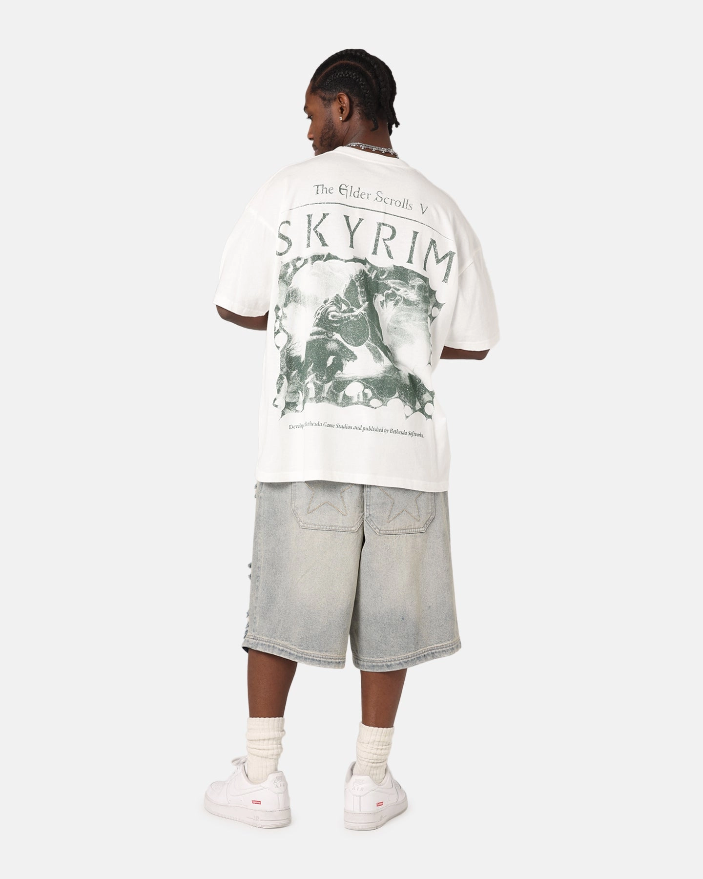 Fresh Trend Summer Wear 73 Studio X The Elder Scrolls V: Skyrim Vintage T-Shirt Off White