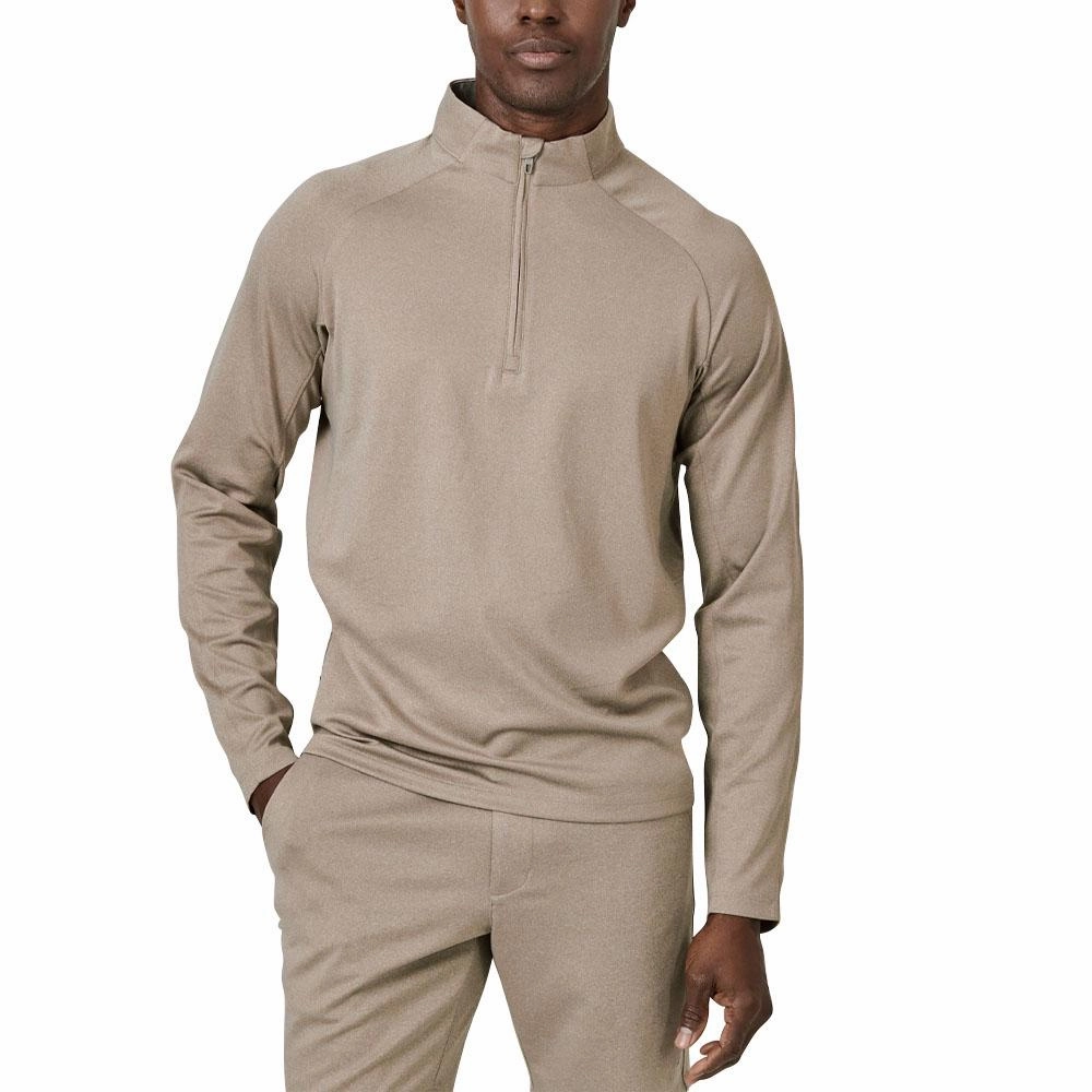 Zippered Closures 7Diamonds A-Game Quarter Zip Golf Pullover Khaki - FW23 Men
