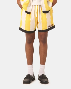 Adjustable Waist Cool Breeze 99 Cabana Bowling Shorts Yellow/Off White