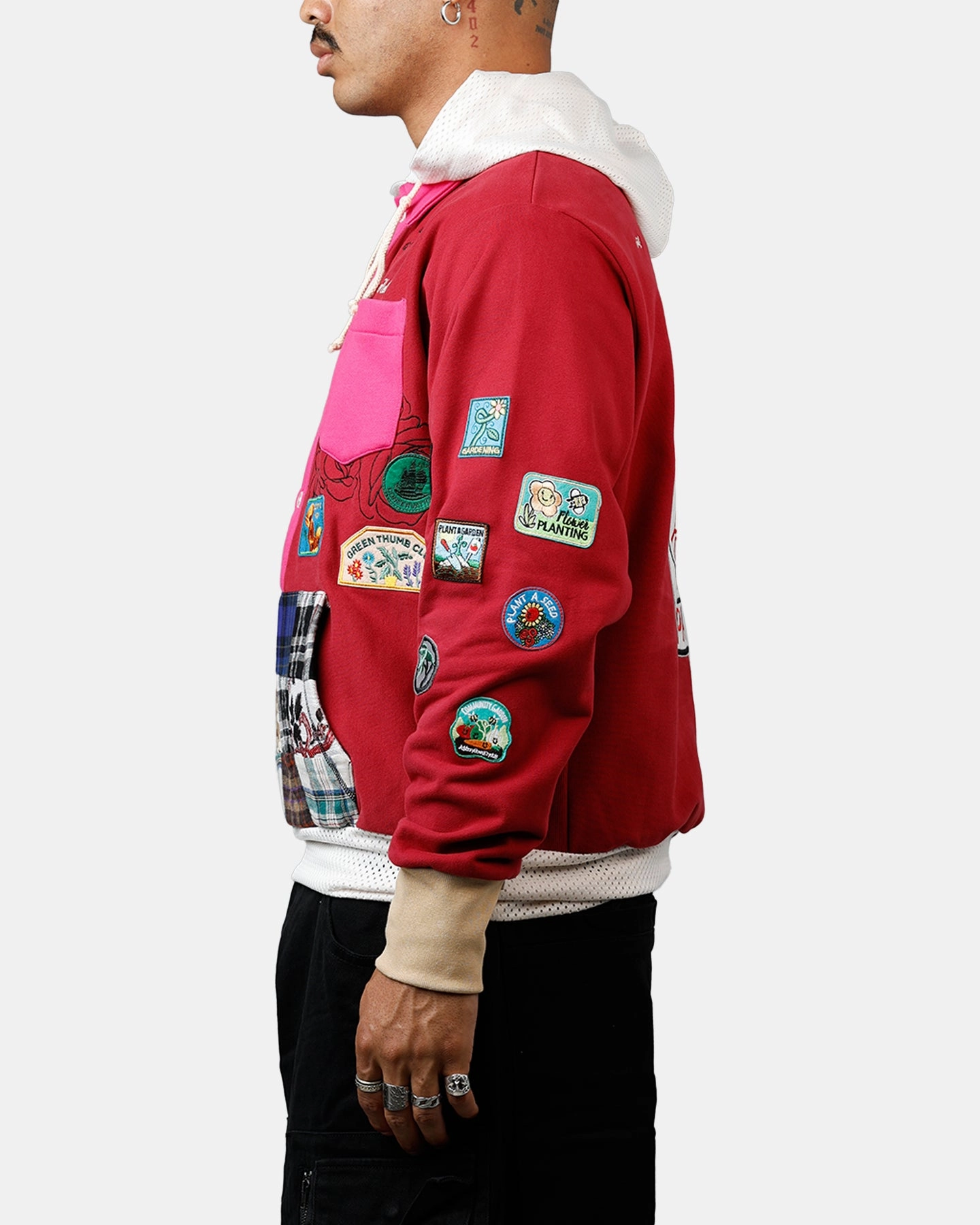 Casual exploration ABC Patch Hoodie Rose