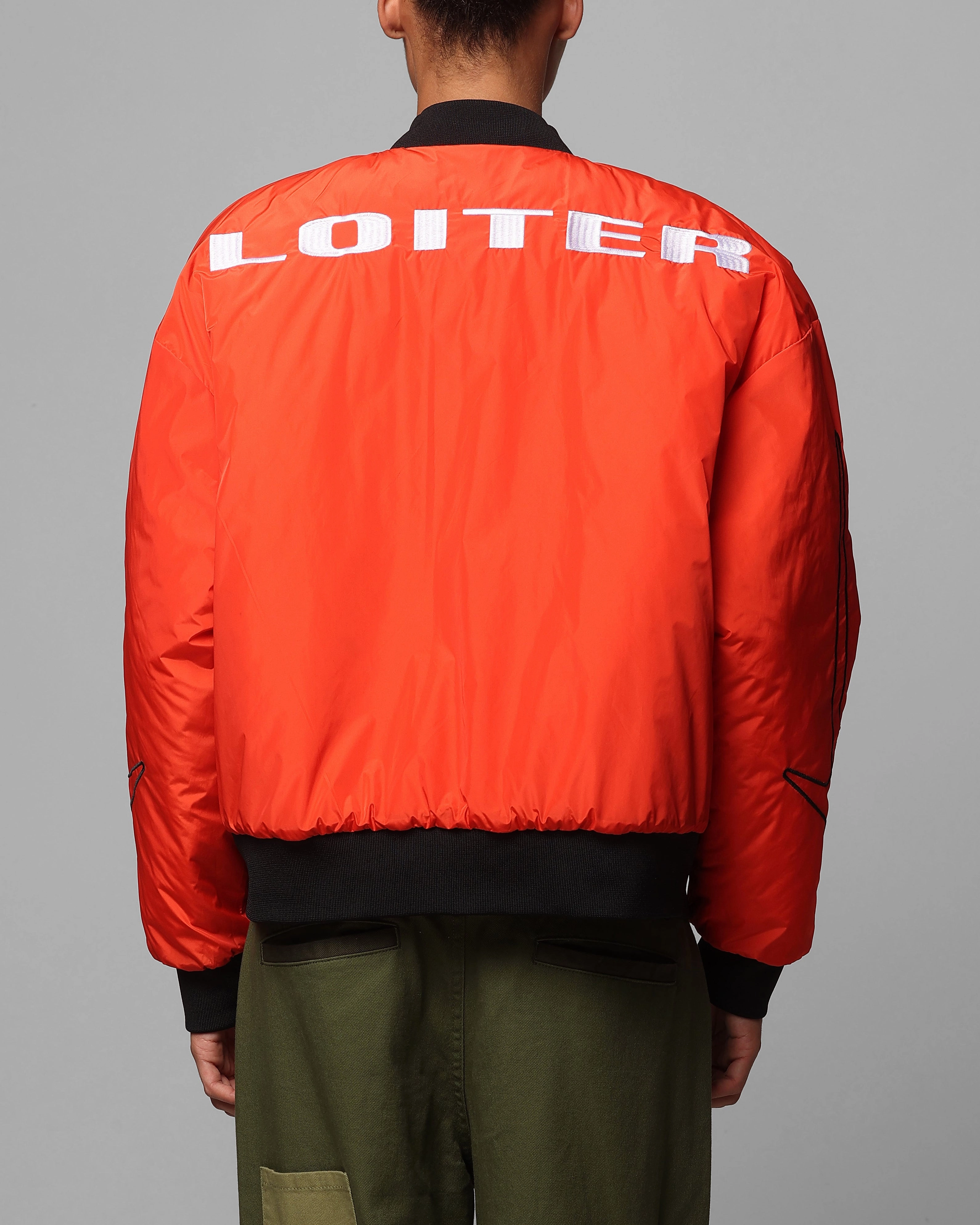 Loiter Cyber Reversible Bomber Jacket Red/Green Sporty Design