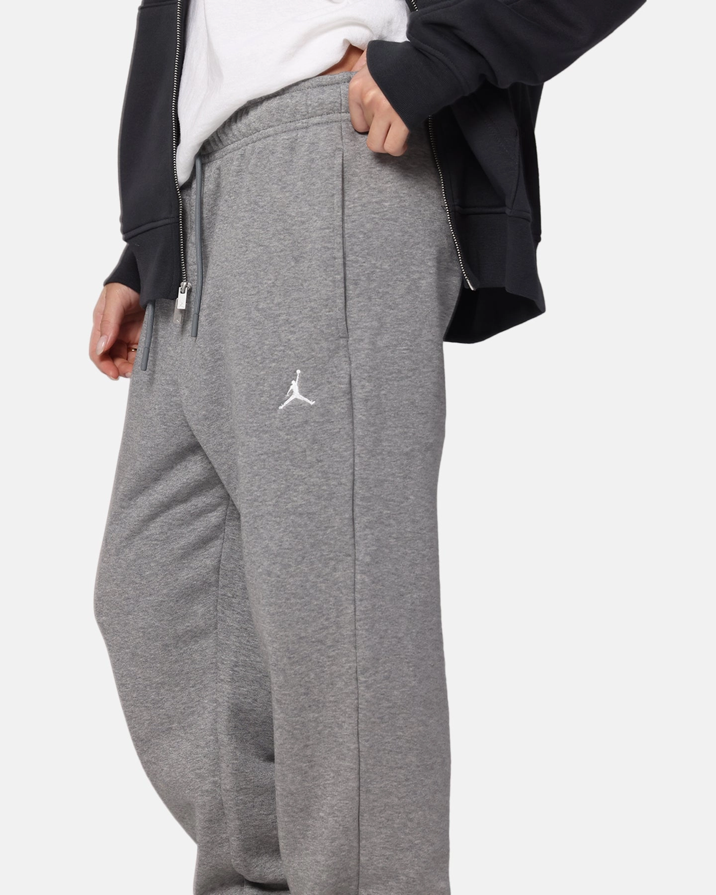 Casual Layering Jordan Brooklyn Fleece Pants Carbon Heather/White