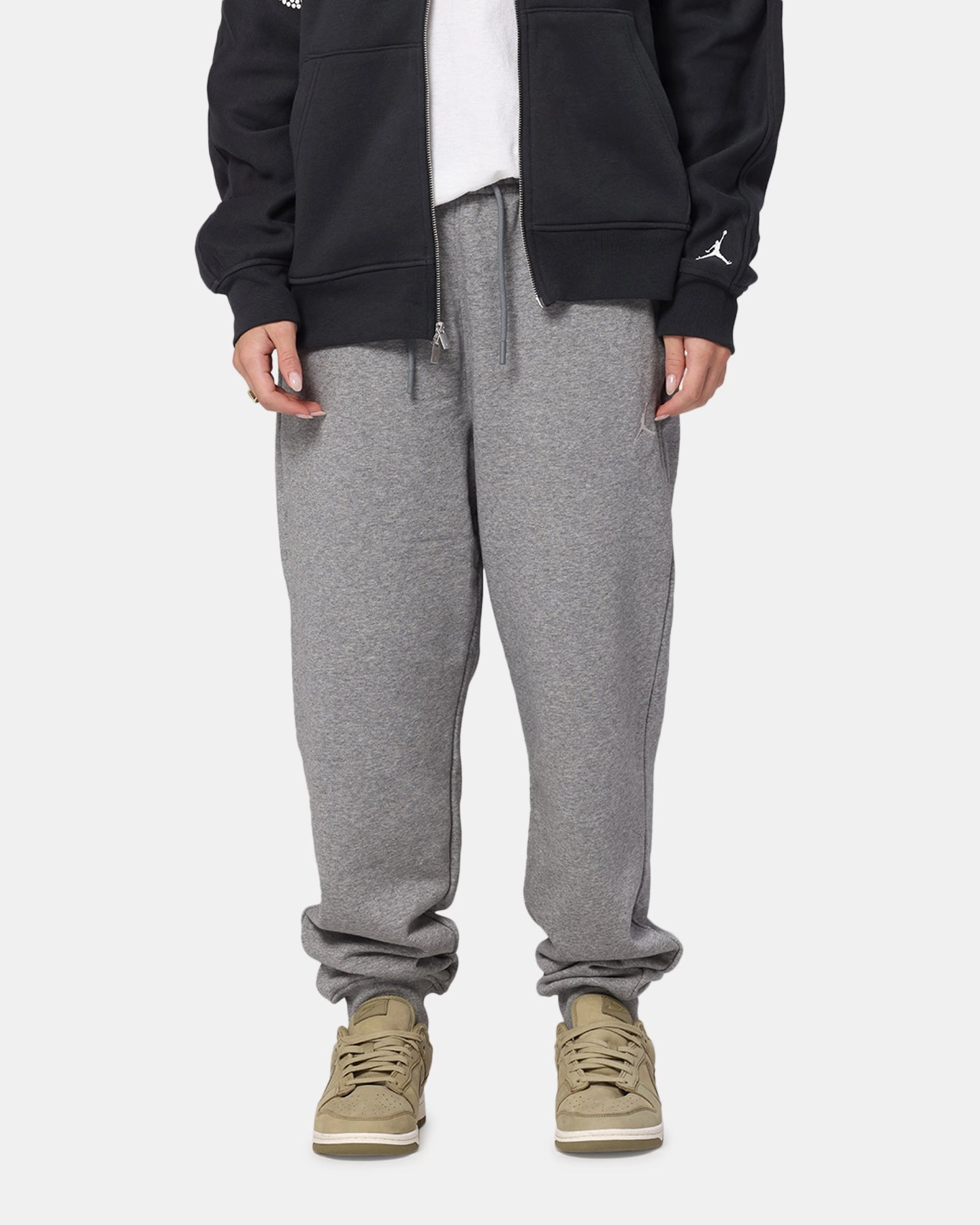 Jordan Brooklyn Fleece Pants Carbon Heather/White Neutral Look Chic Wear