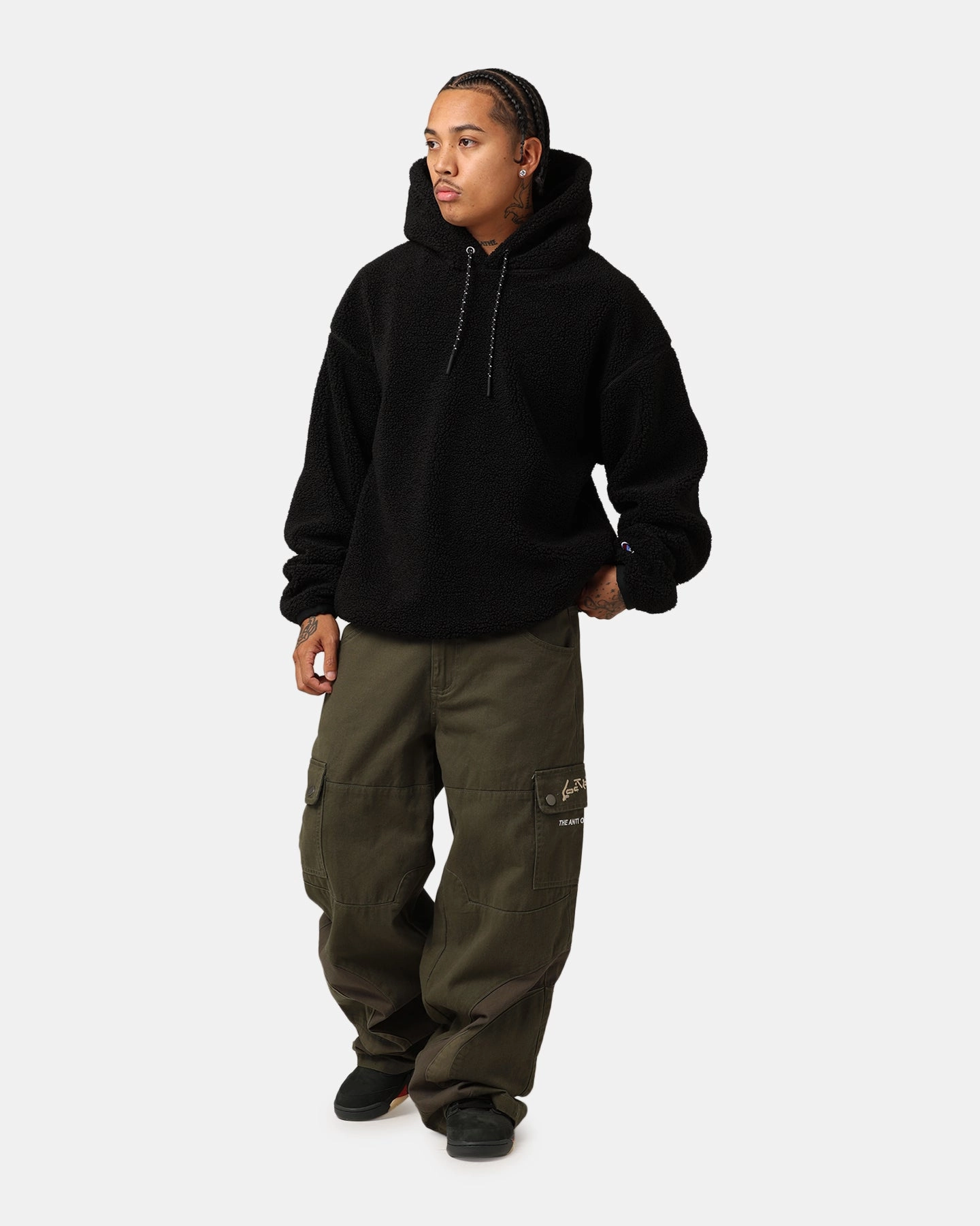 Champion Reb Element Sherpa Fleece Hoodie Black Taped Zippers suitable for runway events