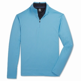 SeamlessBonding FootJoy Tonal Print Mid Layer Golf Pullover True Blue - FA23 Men