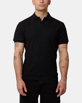 Saint Morta Waffle Polo Shirt Black Layer Friendly Shape