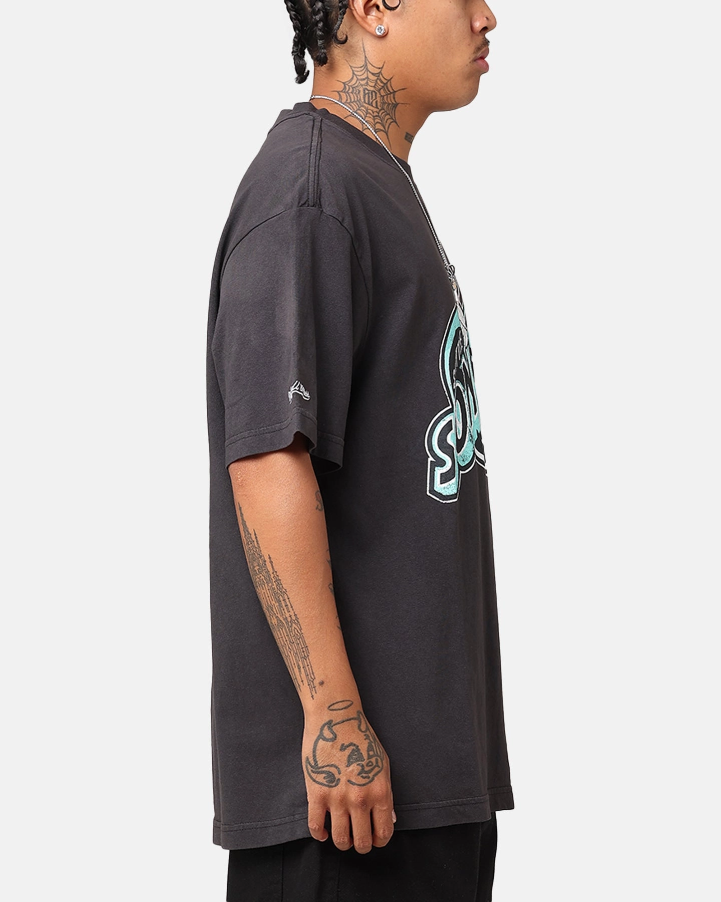 Mitchell & Ness Seattle Sonics Ice Blue Logo T-Shirt Faded Black Cool Layering