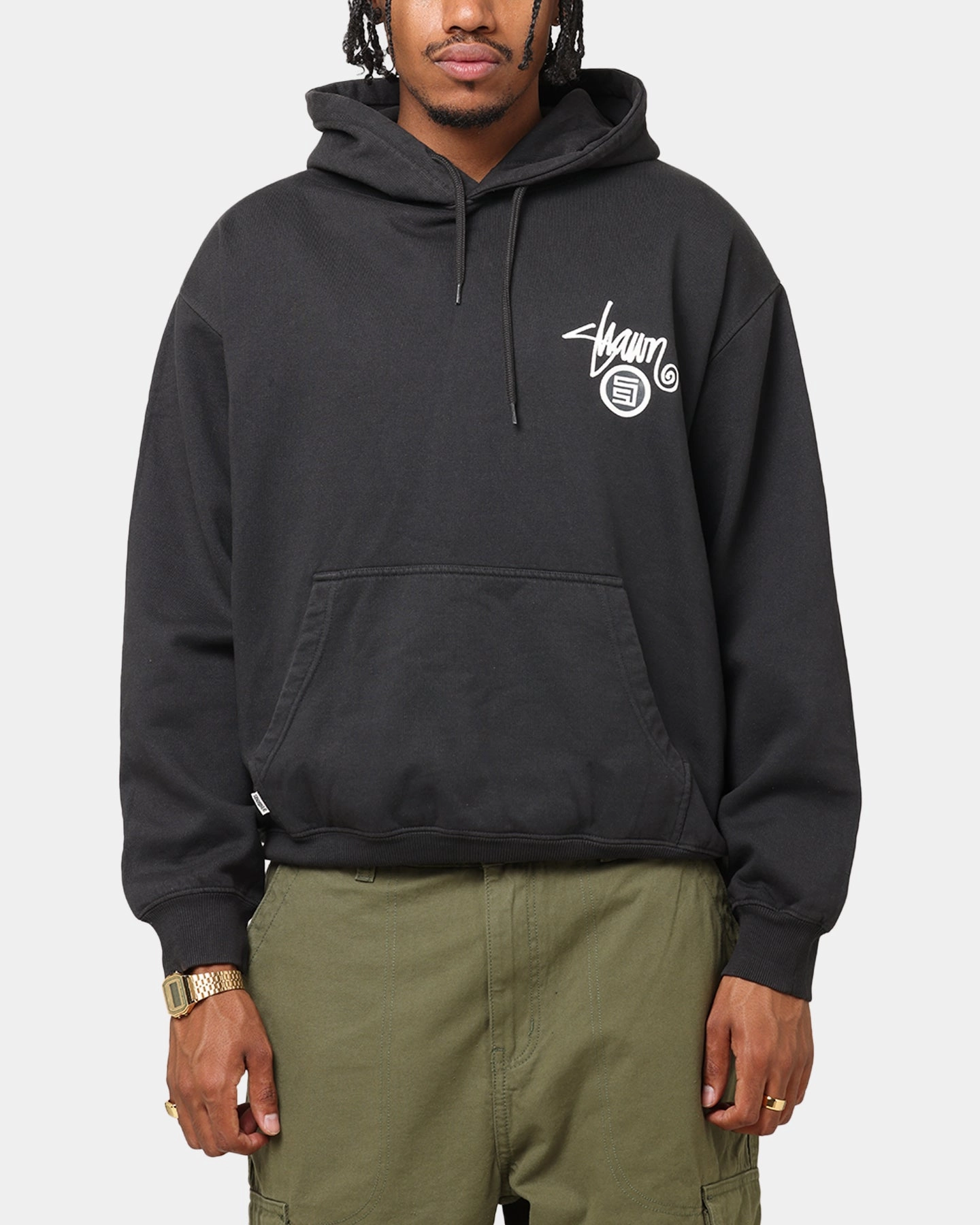 energy - saving test passed sea mobile S Double Shawn Dot Hoodie Washed Black
