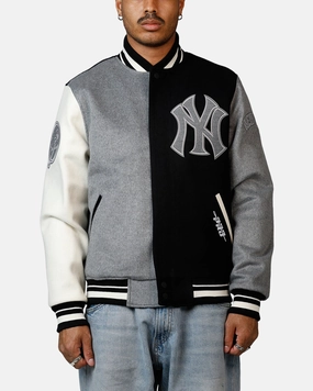 Grid Backlined Interior Pro Standard New York Yankees Reverse French Terry Wool Varsity Jacket Black/Grey