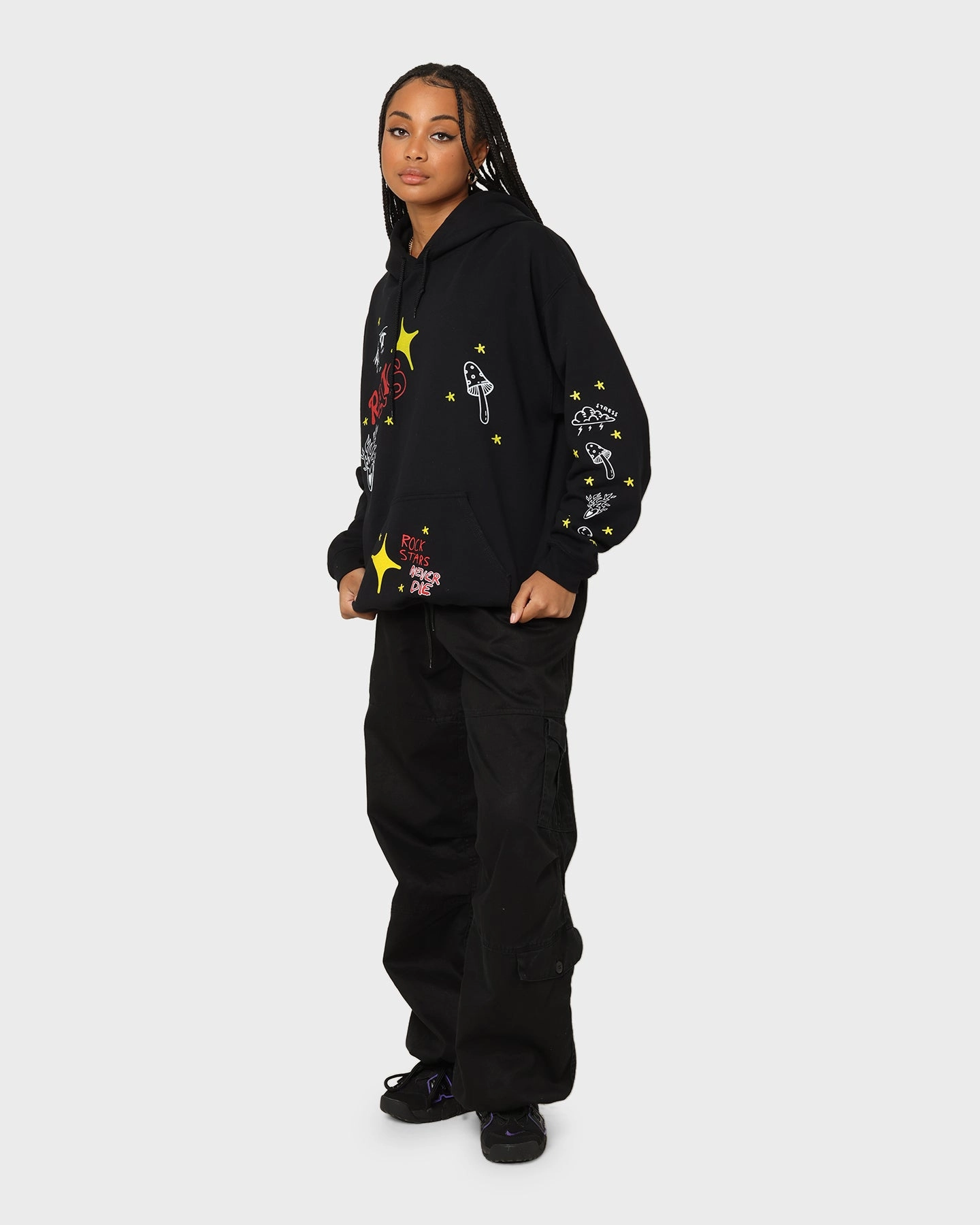 Cap Rats Get Fat Sinners Hoodie Black