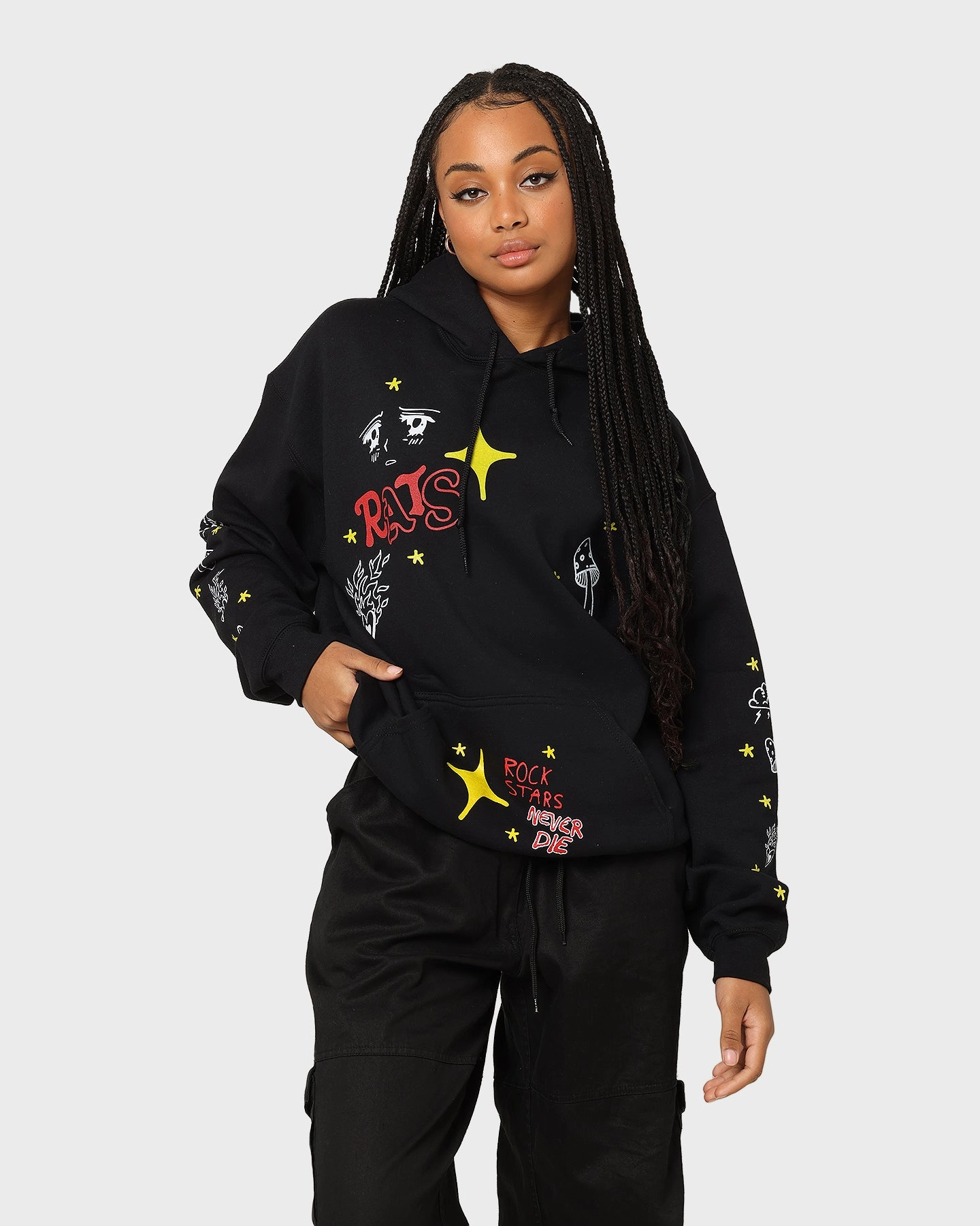 Rats Get Fat Sinners Hoodie Black Introduce Zippered Vents
