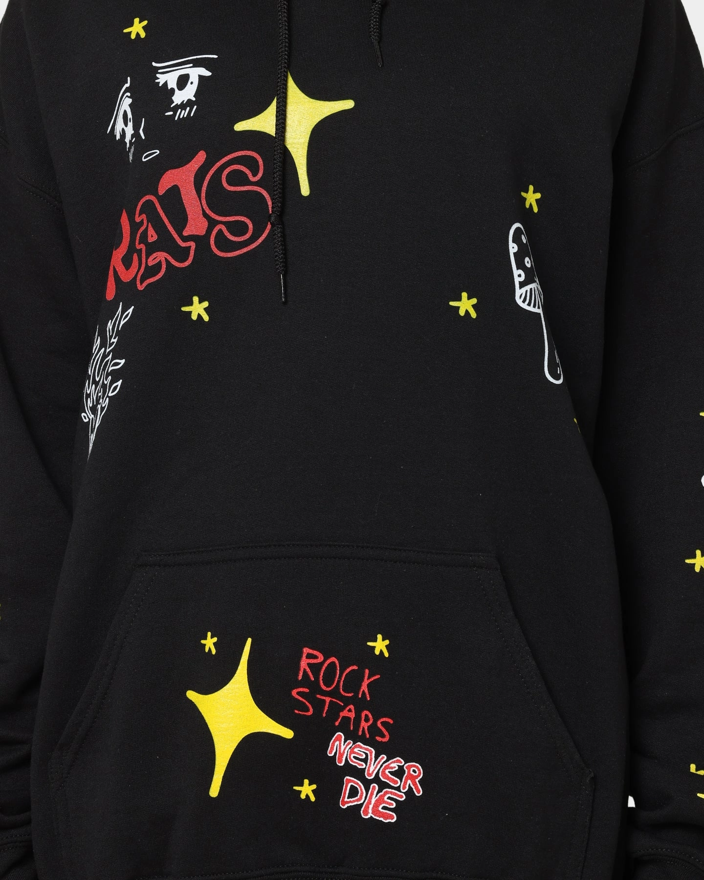 Compact Storage Design Articulated Sleeves Rats Get Fat Sinners Hoodie Black