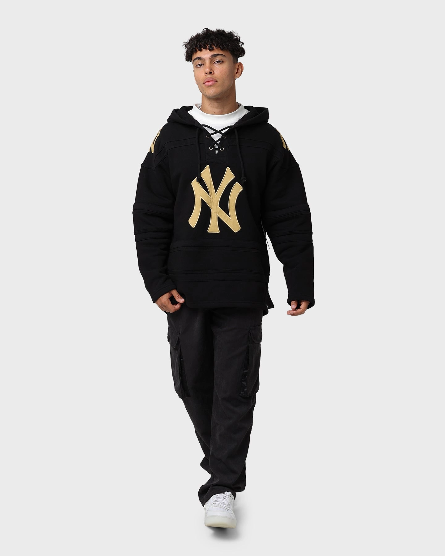 47 Brand New York Yankees Superior Lacer Hoodie Black/Gold High Quality