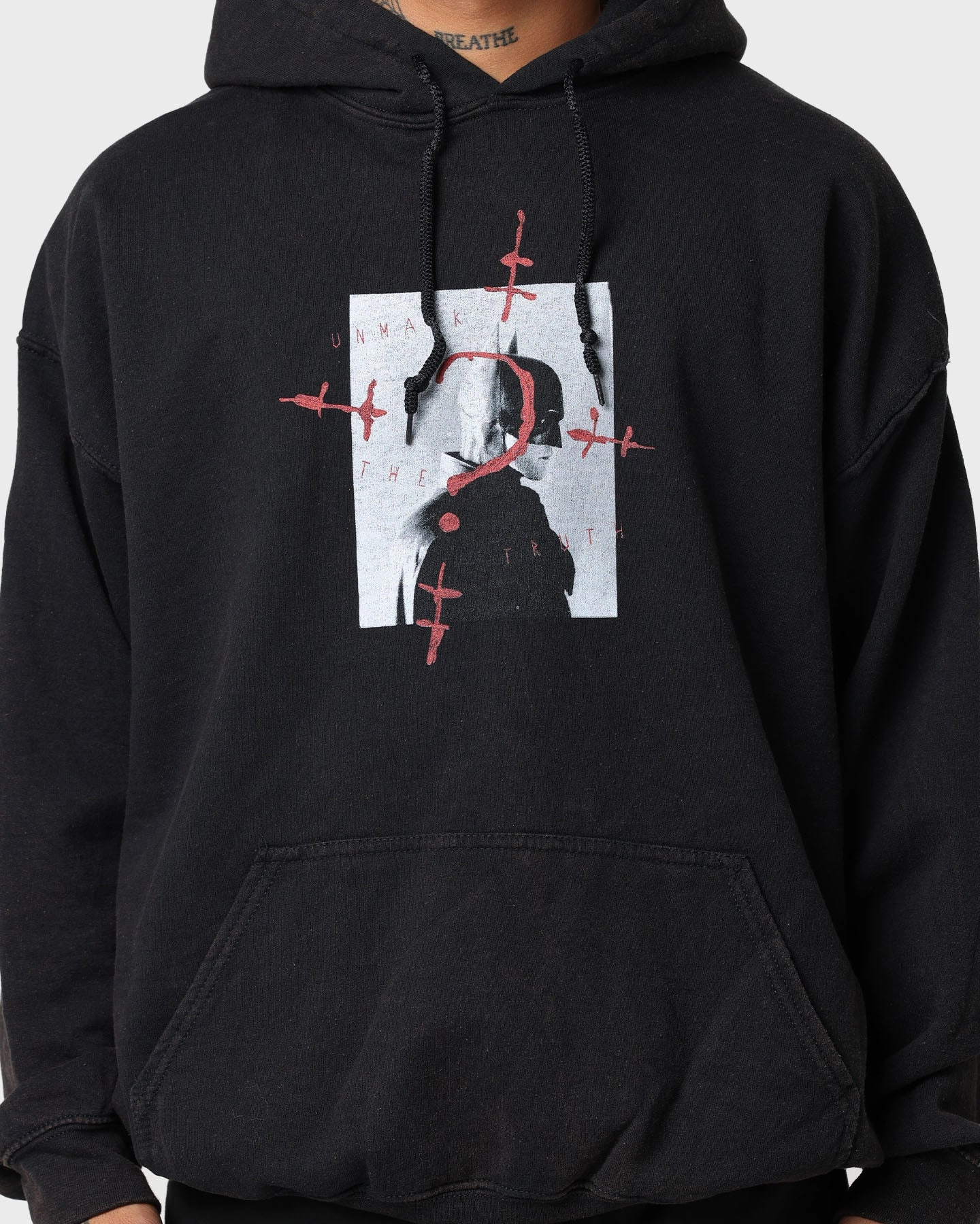 The Batman Truth Vintage Hoodie Black Softshell Material Active Lifestyle