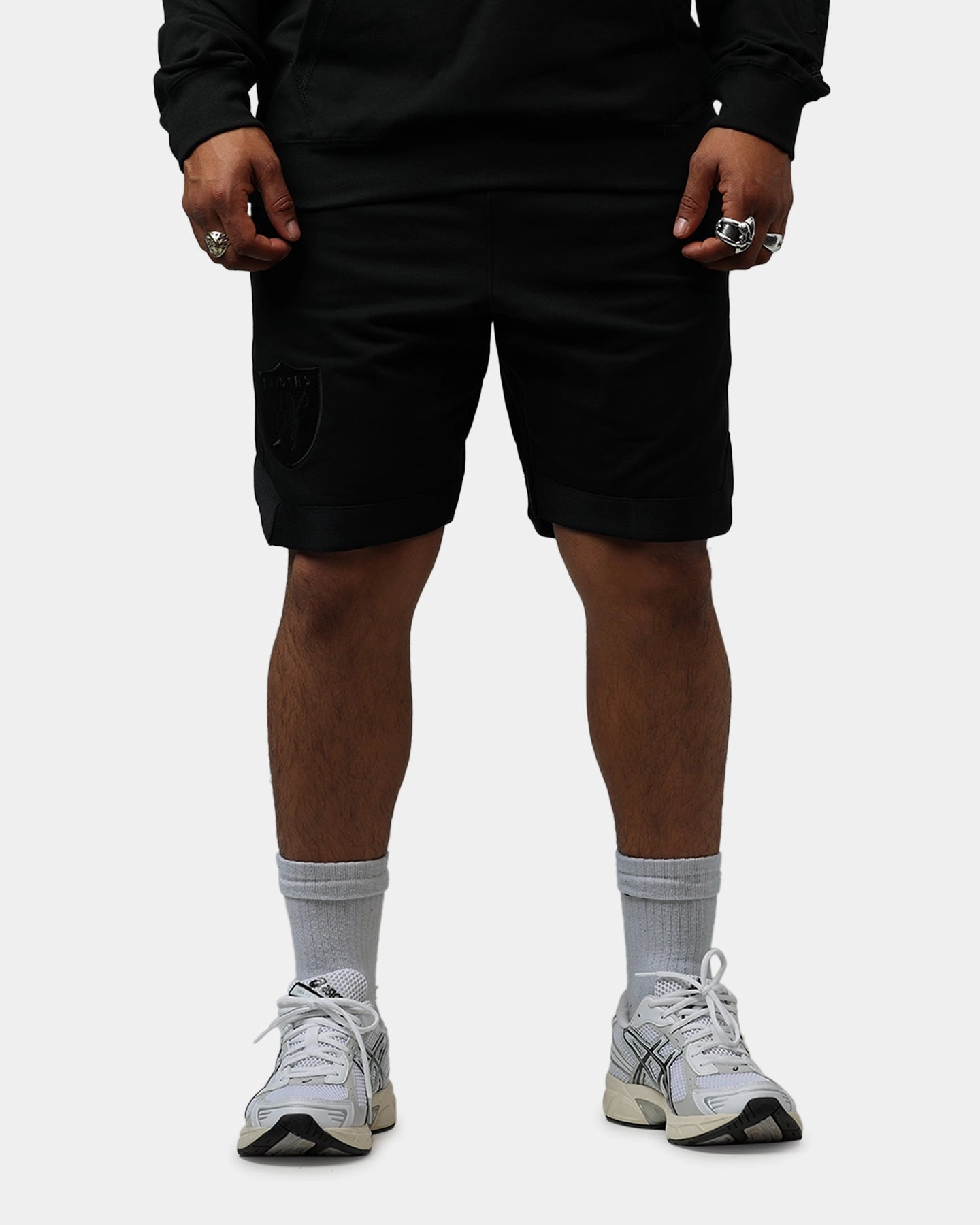 Stretchy Waist Odor Resistant Coating New Era Las Vegas Raiders Logo Select Shorts Black/Black