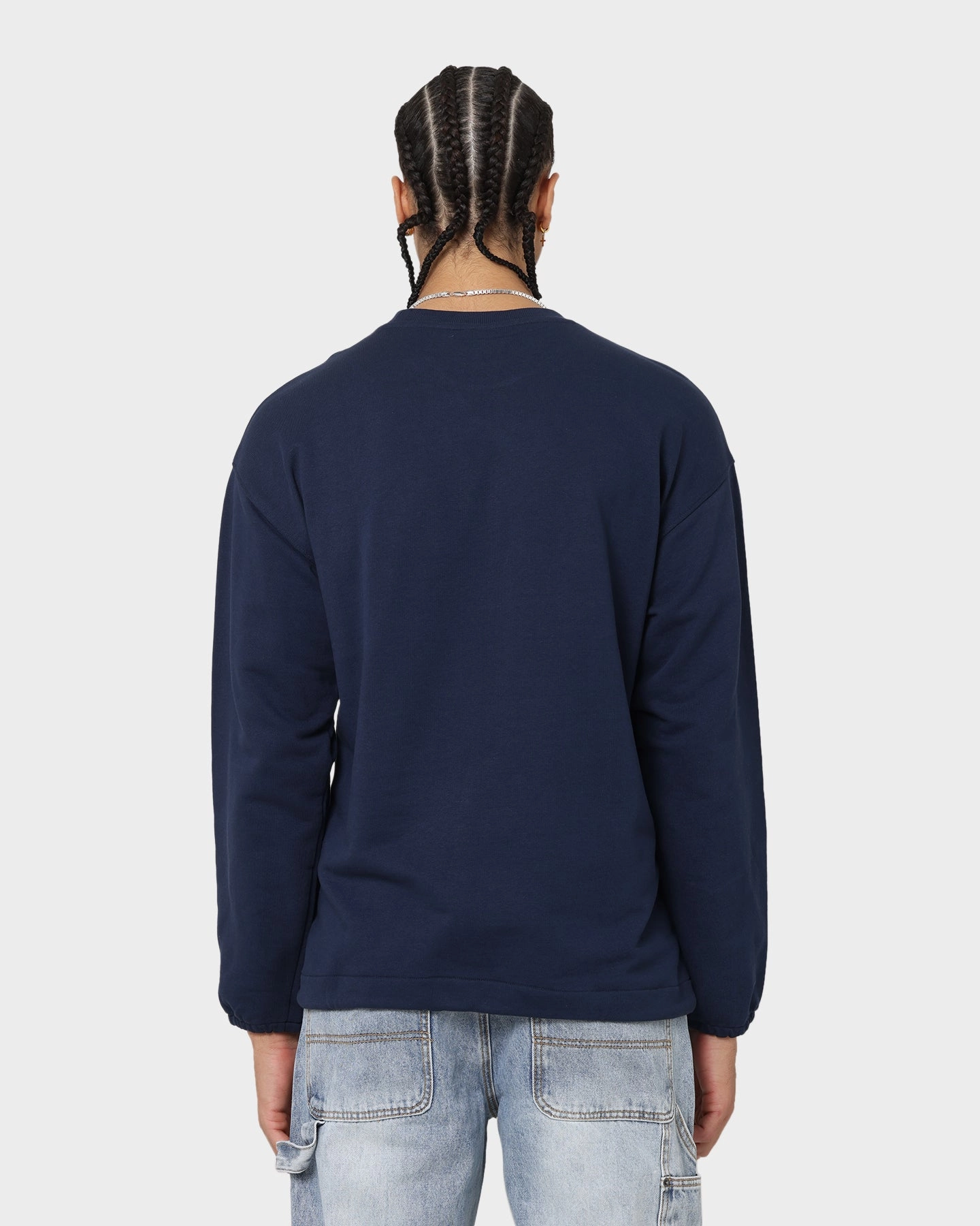 Ergonomic Fit Reinforced Shoulders Guess Originals Go Collegiate Crewneck Blackened Blue