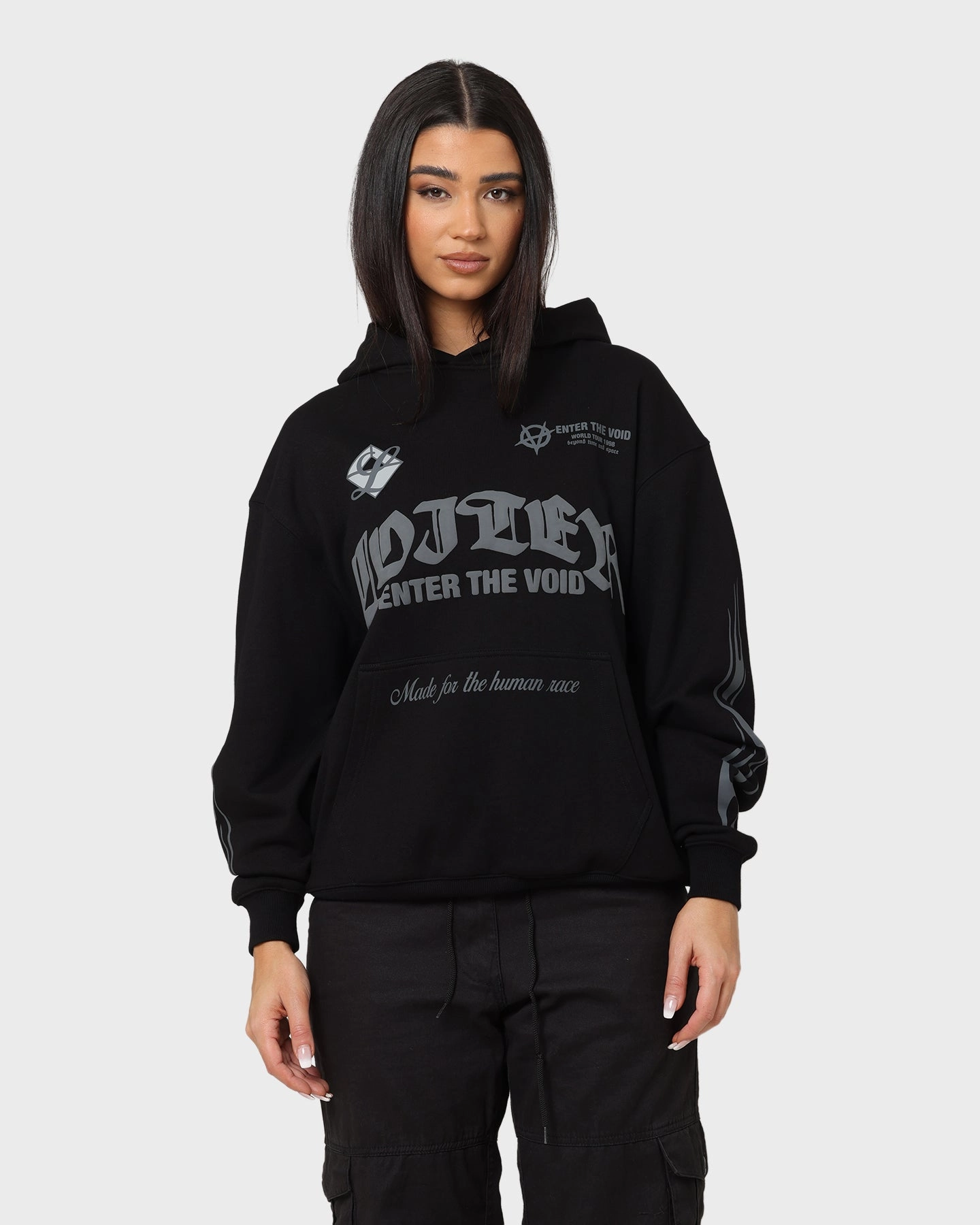 sports practice Loiter Void Multi Logo Hoodie Black/Charcoal