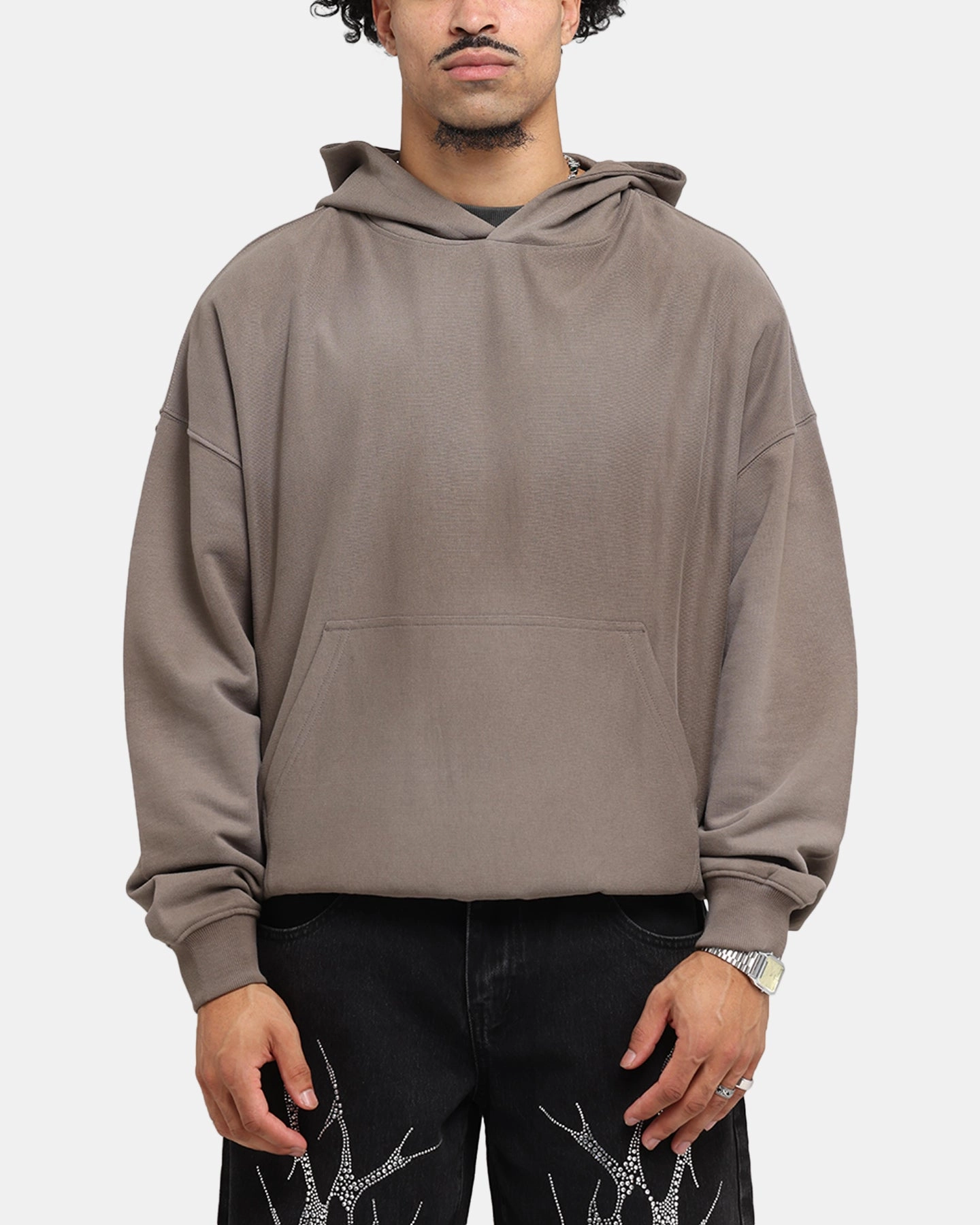 Saint Morta Manticore Boxy Hoodie Sunfade Brown Recycled Material Blend