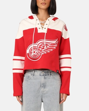47 Brand Women's Detroit Red Wings Cropped Lacer Hoodie Red Slide Fitness