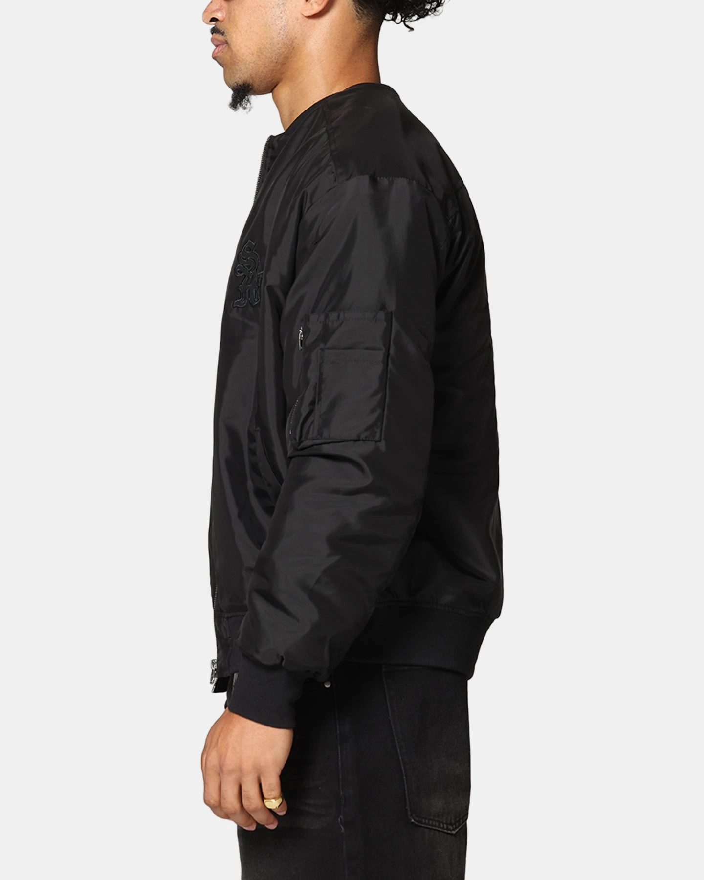Saint Morta Gothic Nylon Bomber Jacket Black DualZipper