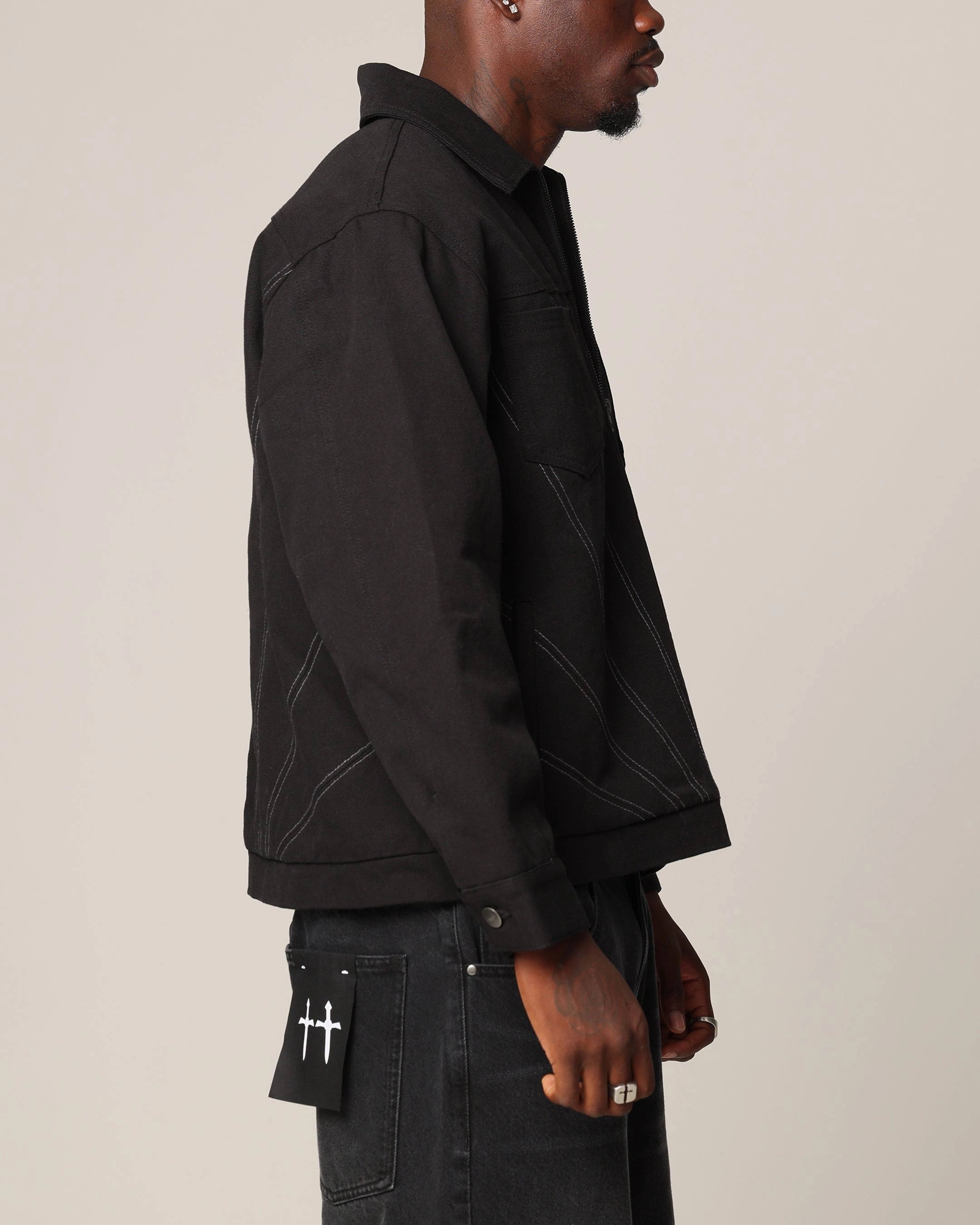 Saint Morta Rising Sun Work Jacket Black Casual Outdoor Wear