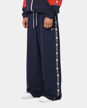 Rebook Taped Track Pants Navy Water Repellent Finish Contrast Trim Detailing