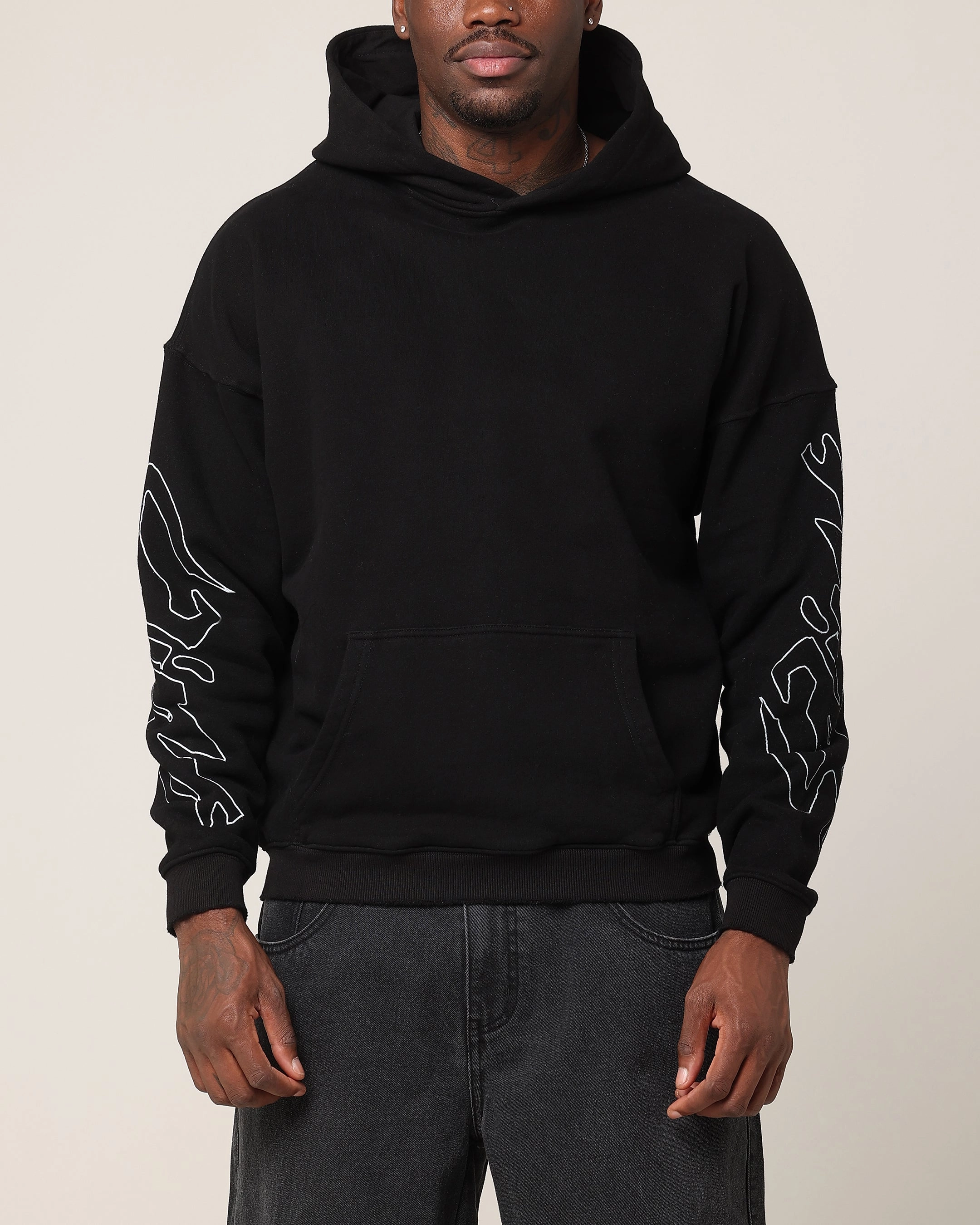 Loose-fit Saint Morta Veiled Boxy Hoodie Black
