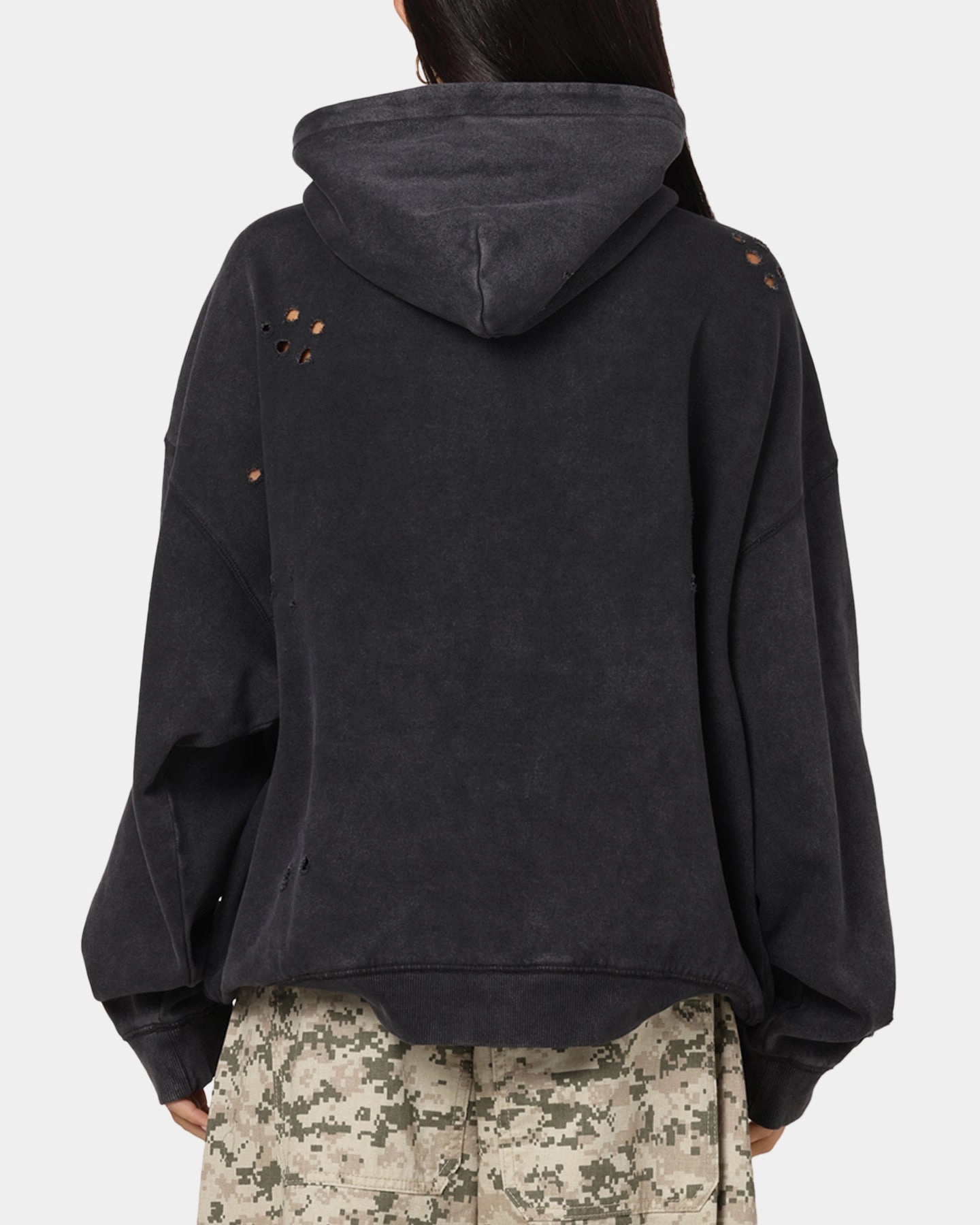 Mitchell & Ness Chicago Bulls Distressed Rhinestone Logo Hoodie Faded Black Contemporary Fit
