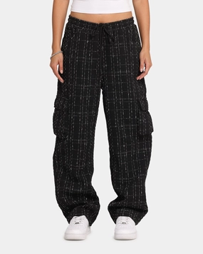 Elastic waist XXIII Boucle Tweed Cargo Pants Black