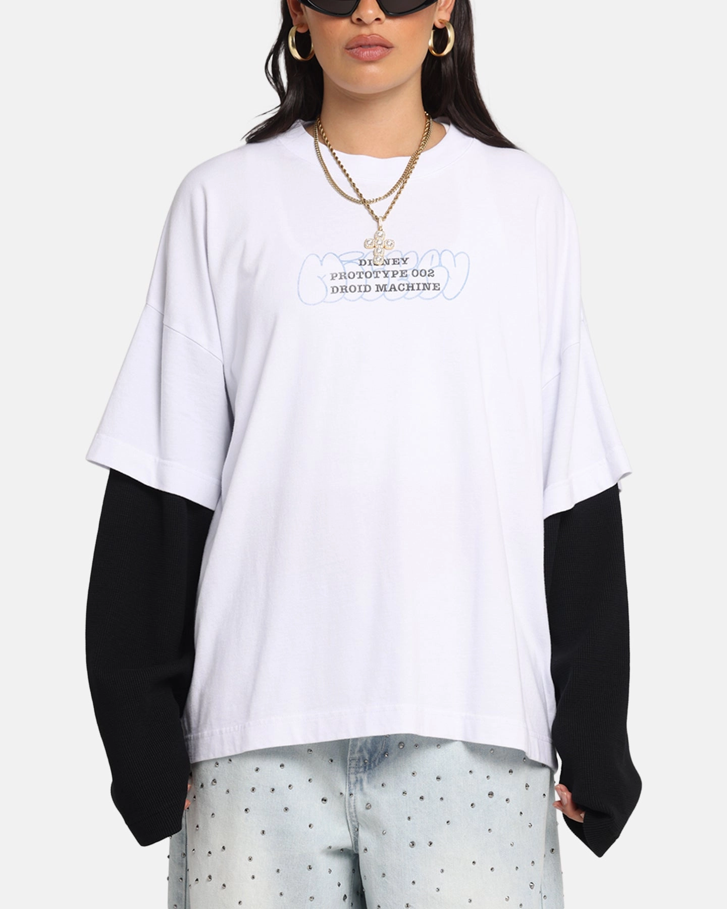 Versatile Comfort Wear American Thrift Disney Mickey Prototype II Long Sleeve T-Shirt White