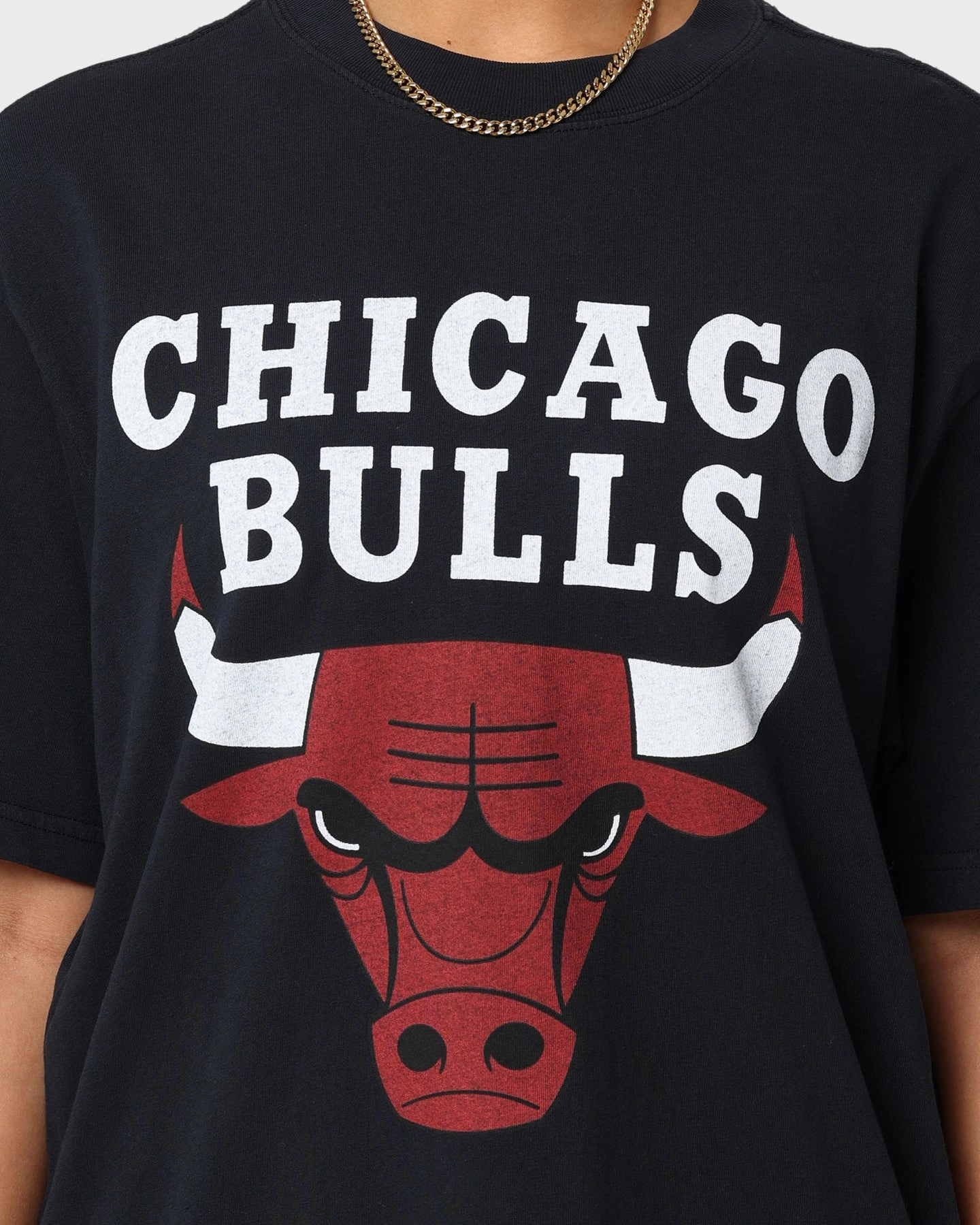 Mitchell & Ness Chicago Bulls Finals Vintage T-Shirt Faded Black Relaxed Fit Design