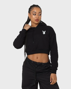 Playboy Women's Bunny O Crop Hoodie Black challenge