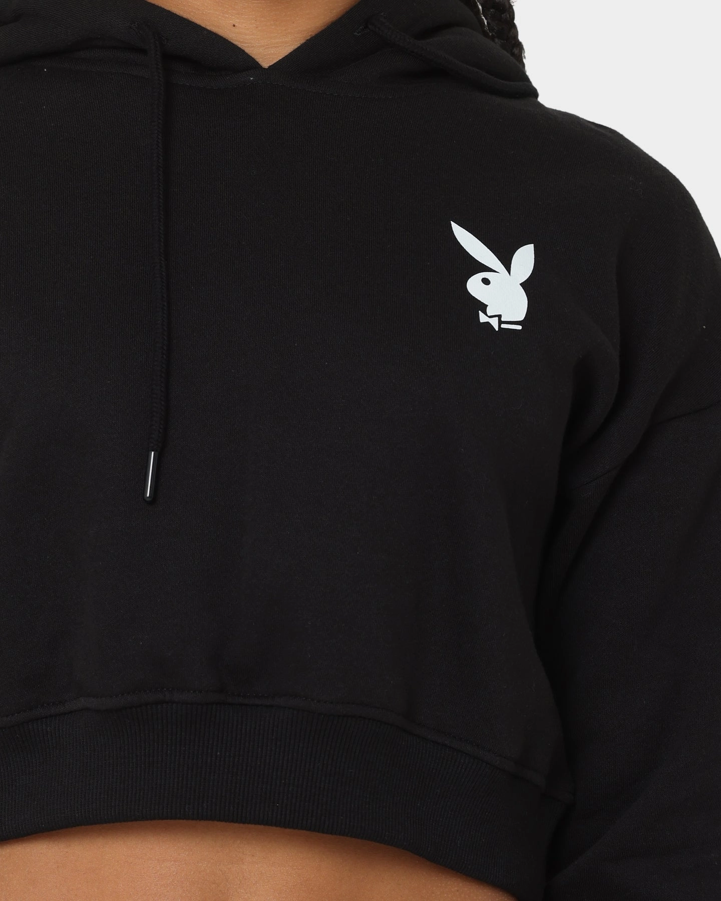 Preppy Playboy Women's Bunny O Crop Hoodie Black