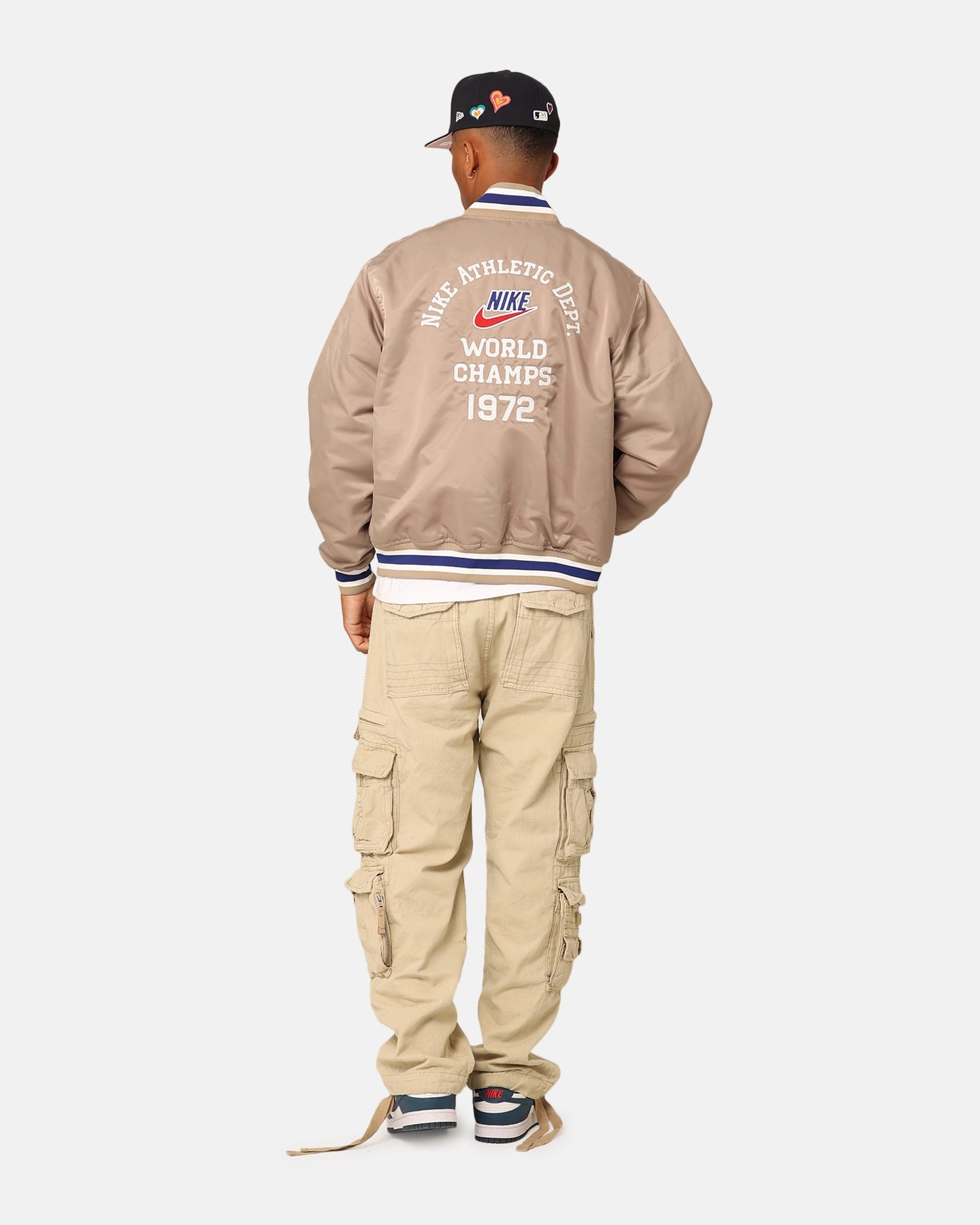 Laser Cut Perforations Nike Dugout Satin Jacket Khaki/Sail/Deep