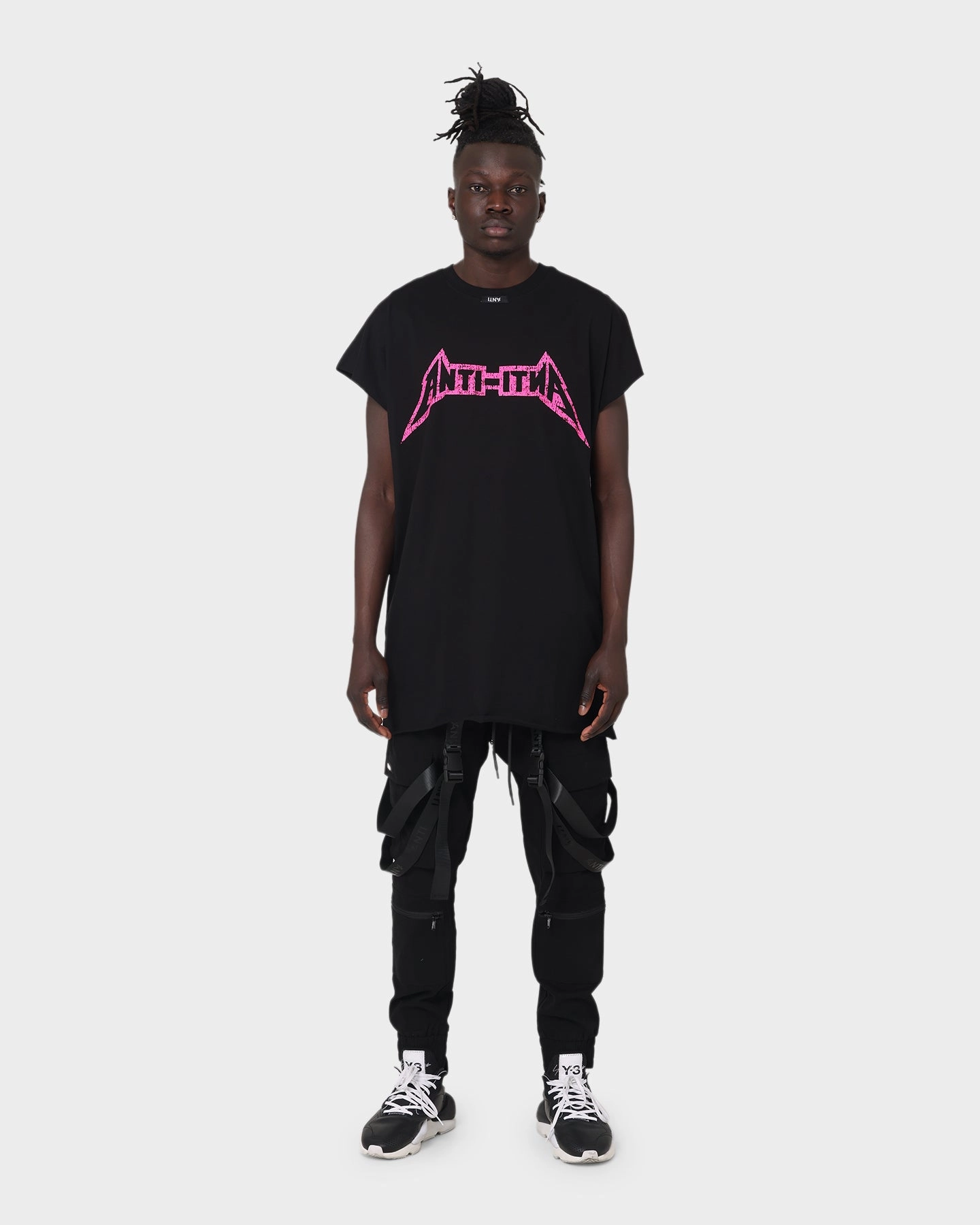 Low Impact Dye Spring Wear The Anti Order Heavy Metal Bat T-Shirt Black/Pink