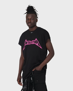 Soft Touch Texture Minimalist Apparel The Anti Order Heavy Metal Bat T-Shirt Black/Pink