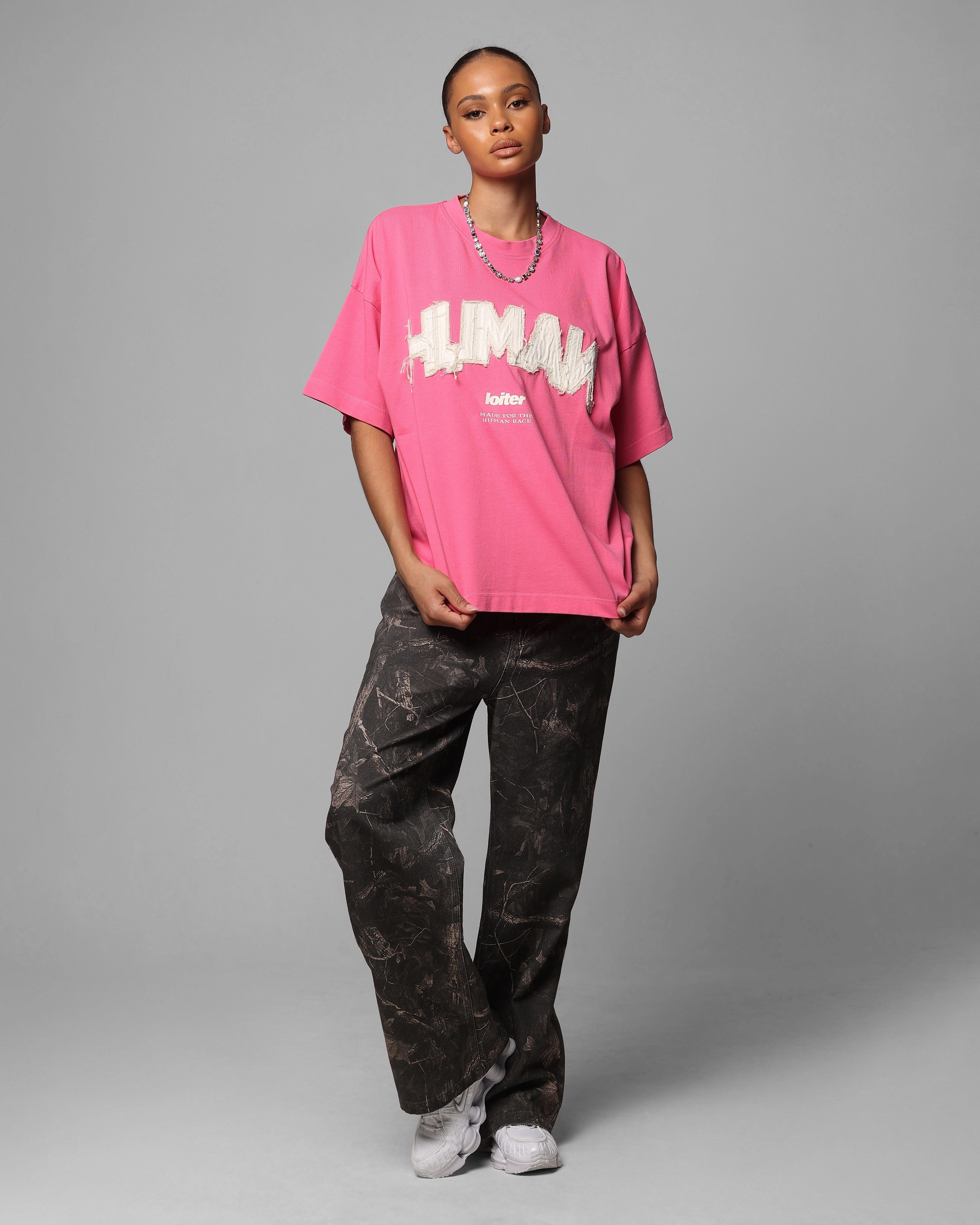 Functional Fashion Loiter Human Box T-Shirt Pink