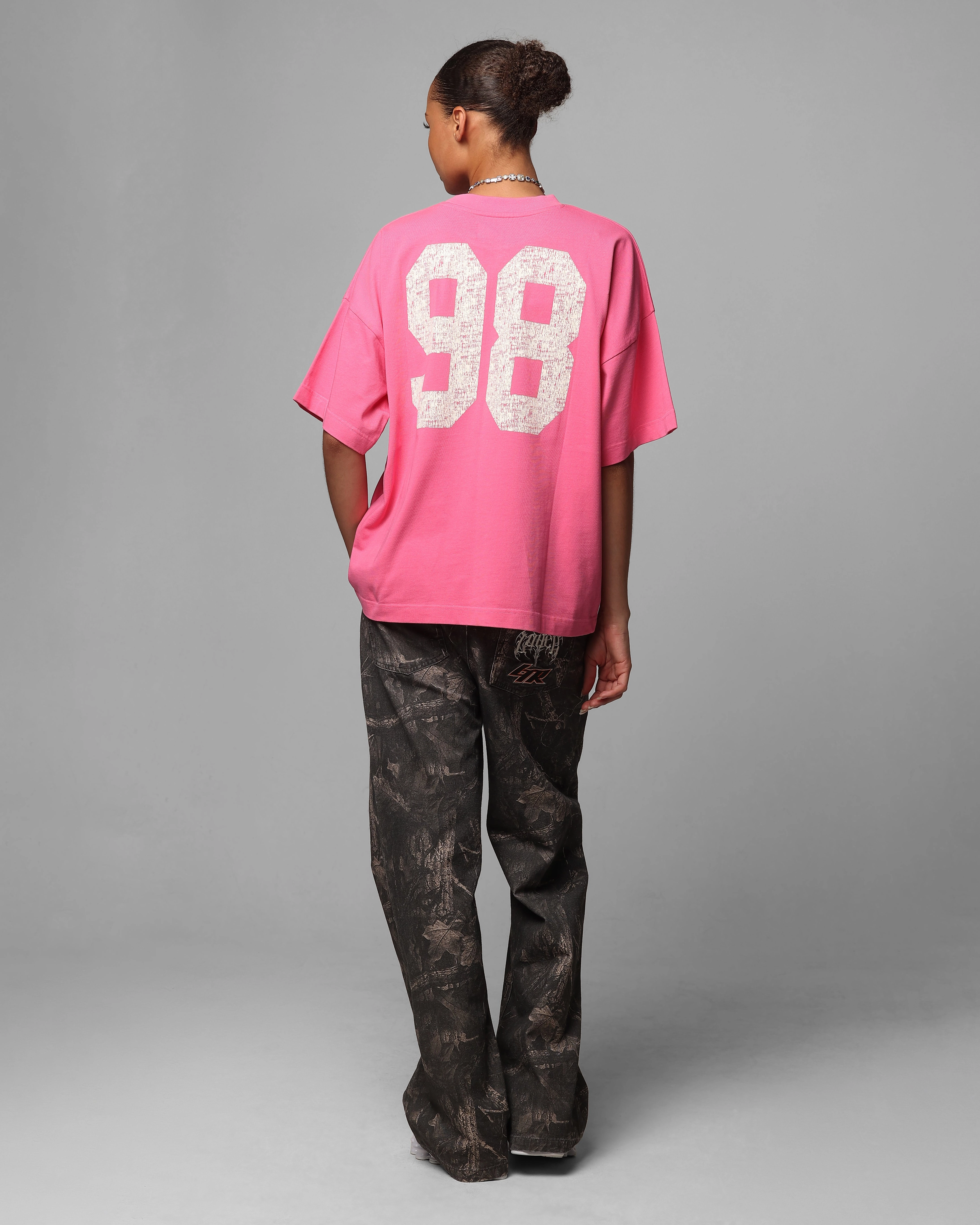 Loiter Human Box T-Shirt Pink MinimalistStitching Hiking durability