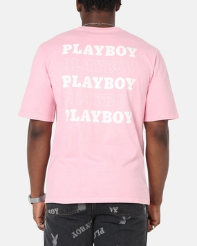 Playboy Stack Washed T-Shirt Washed Pink Non Restrictive Silhouette Light Comfort