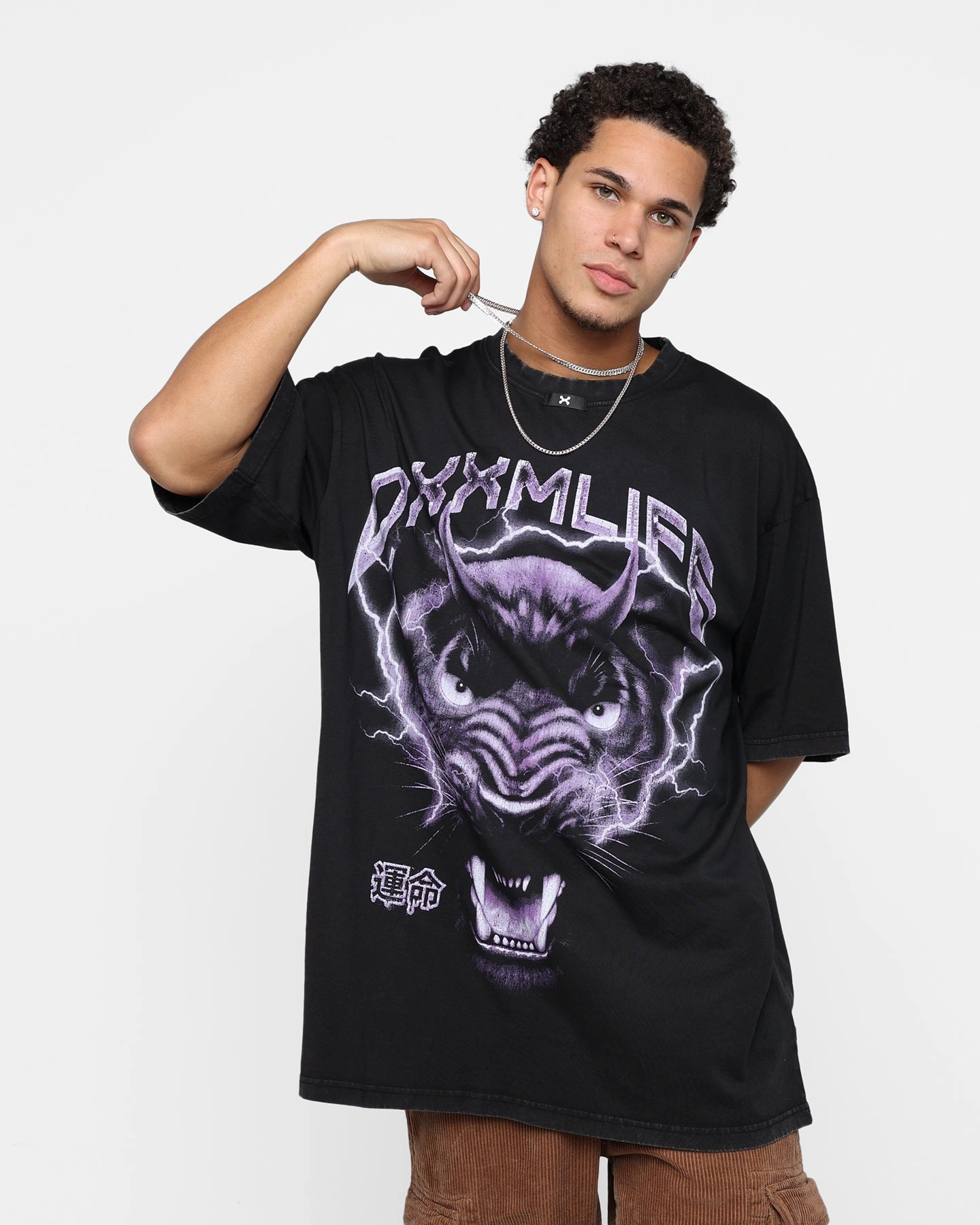 in demand Minimalist Stitching DXXMLIFE Panther Oversized Vintage T-Shirt Vintage Black