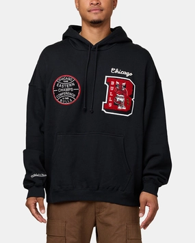 Mitchell & Ness Chicago Bulls Conference Hoodie Faded Black Adjustable Drawstrings