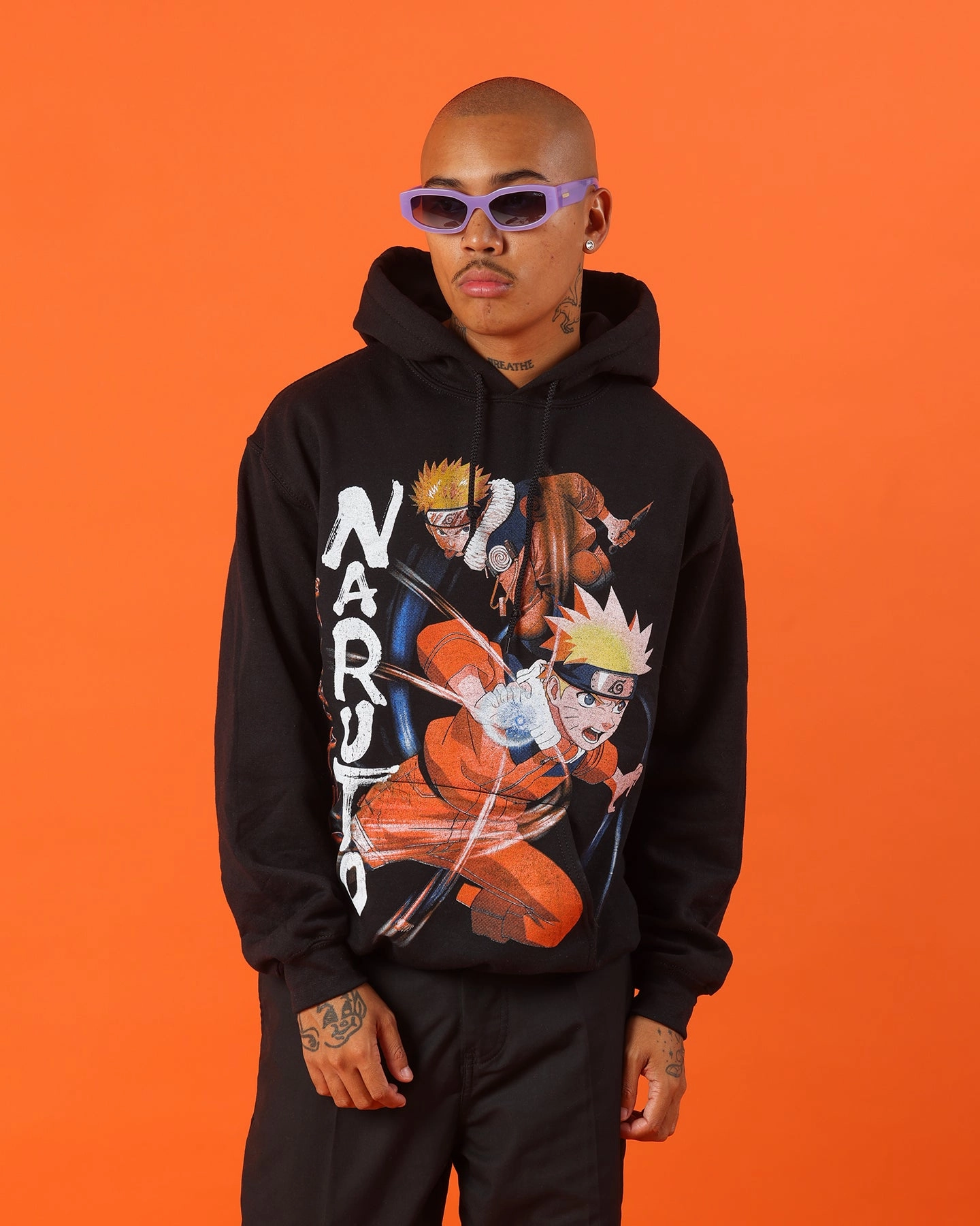 Anti Static Lining no pocket Goat Crew X Naruto Naruto Core Hoodie Black