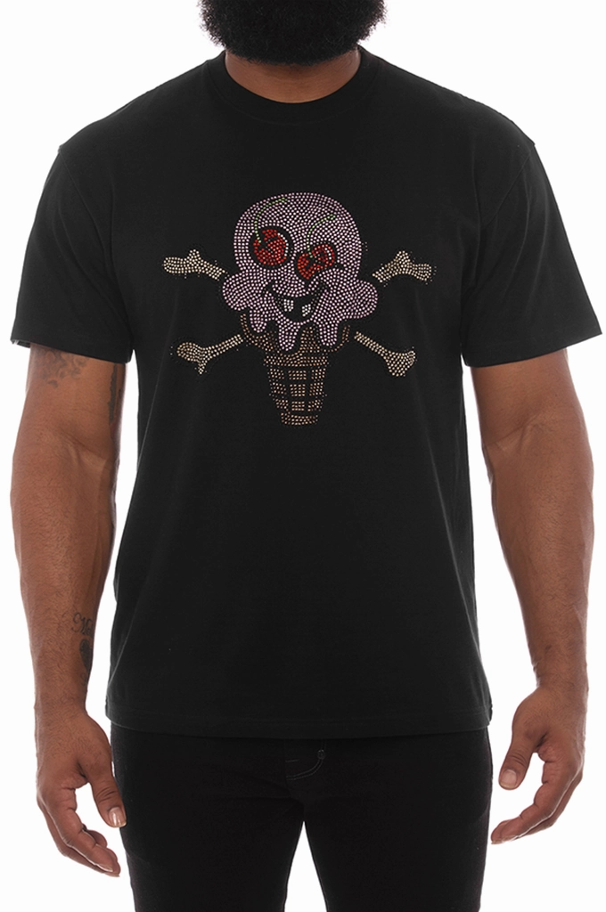 Cool and Relaxed Icecream Stones SS Tee w/ Rhinestones