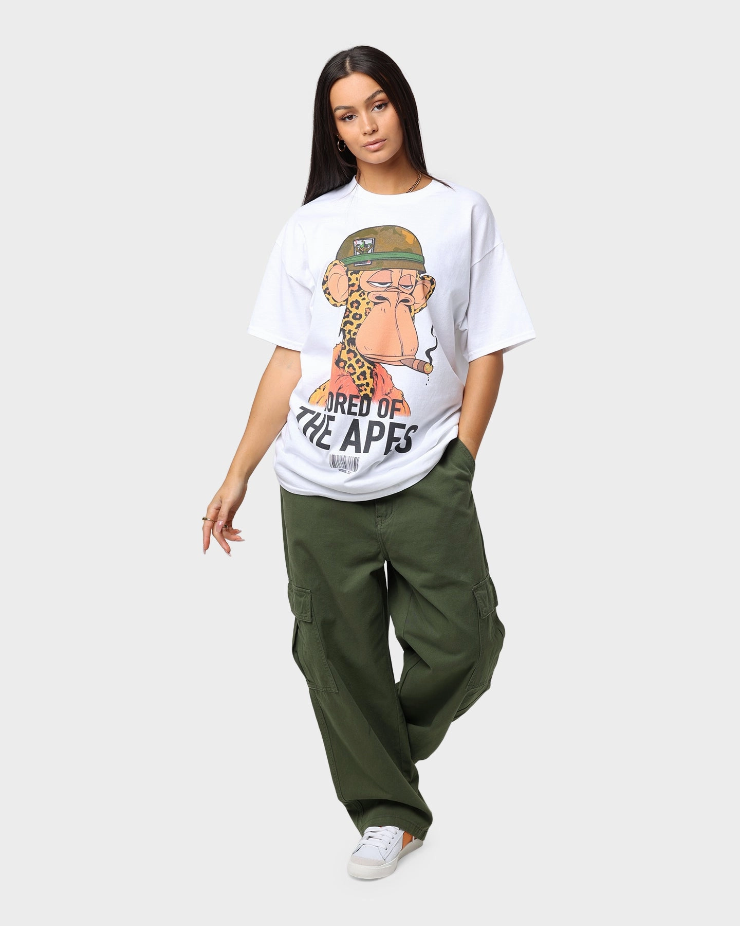 fade resistant color Culture Kings x Champ Medici "Bored Of The Apes" #6723 T-Shirt White